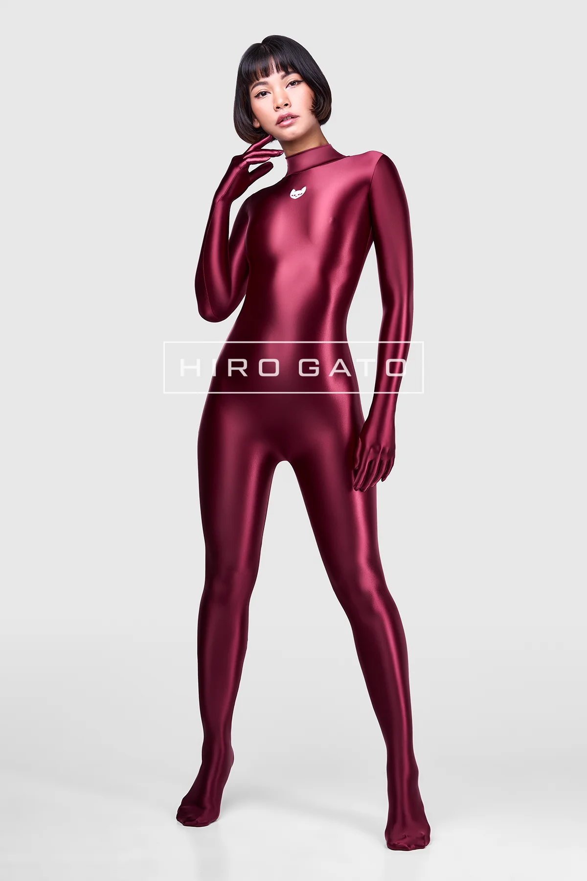 Satin Spandex Catsuit  Maroon view 6