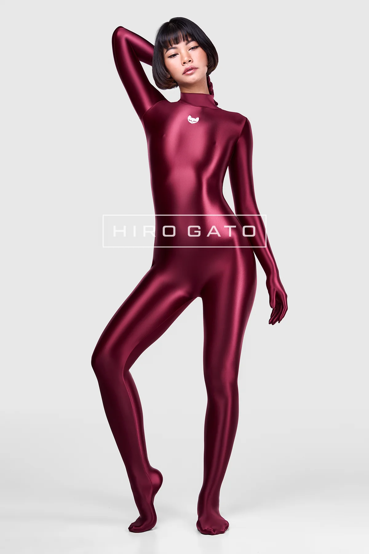 Satin Spandex Catsuit  Maroon view 5