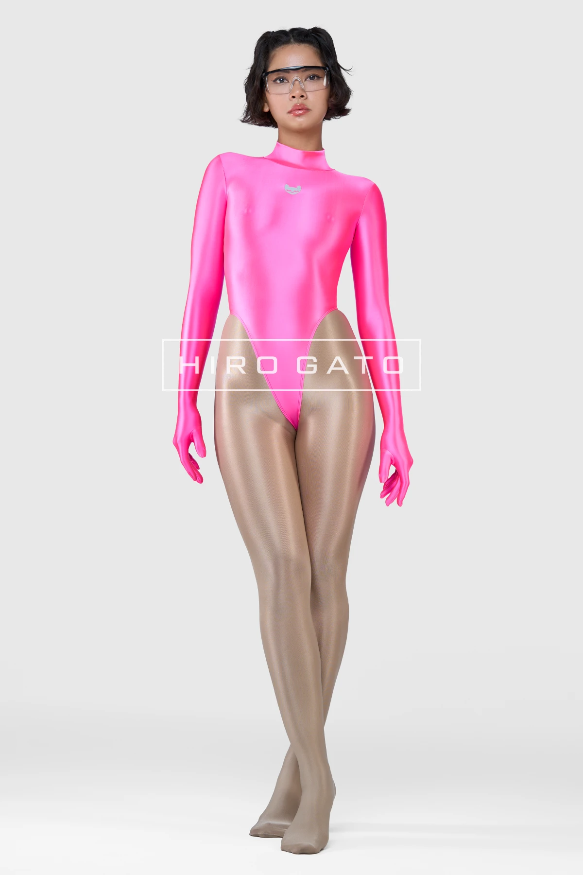 Satin Spandex Leotard  UV Pink view 5