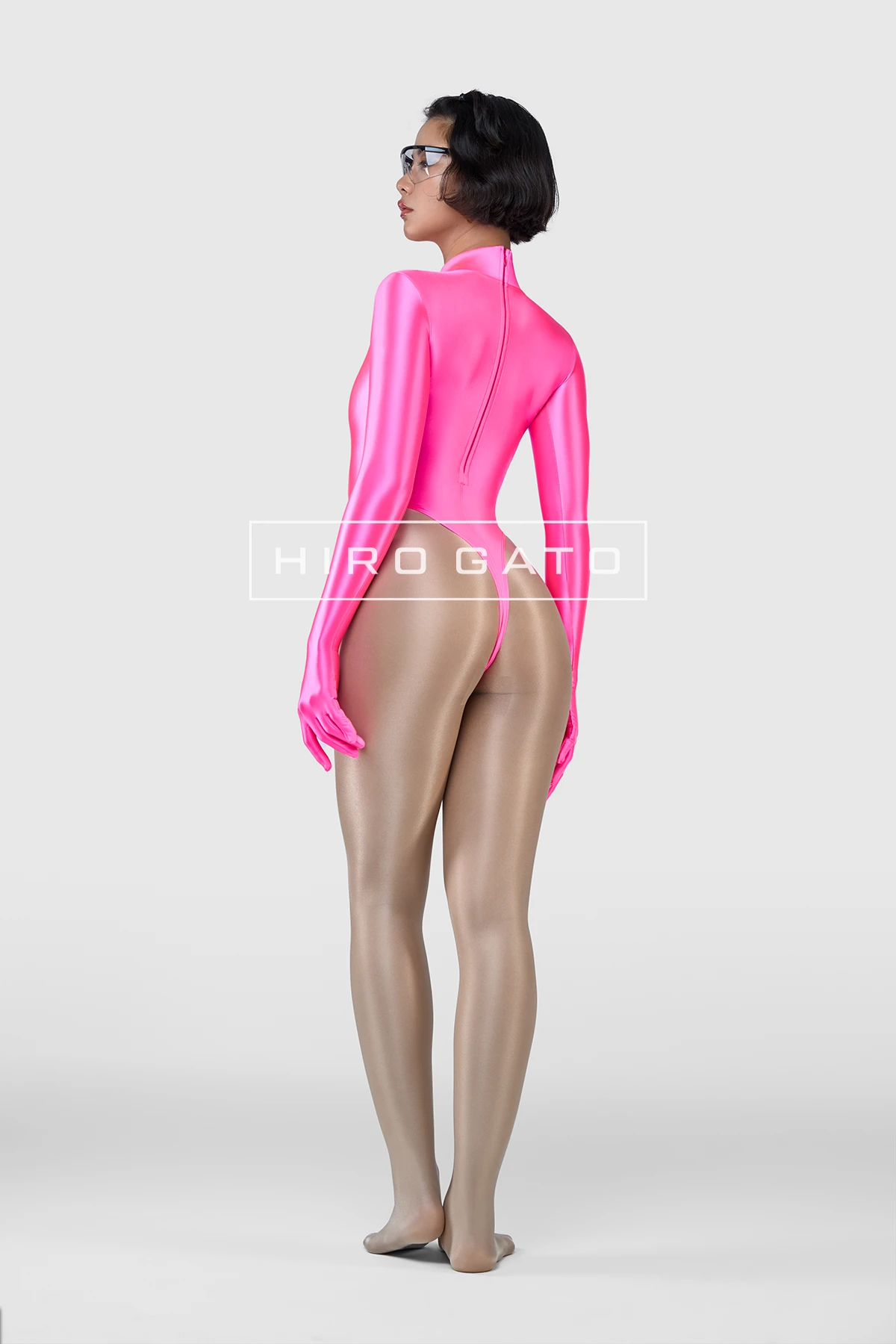 Satin Spandex Leotard  UV Pink view 4