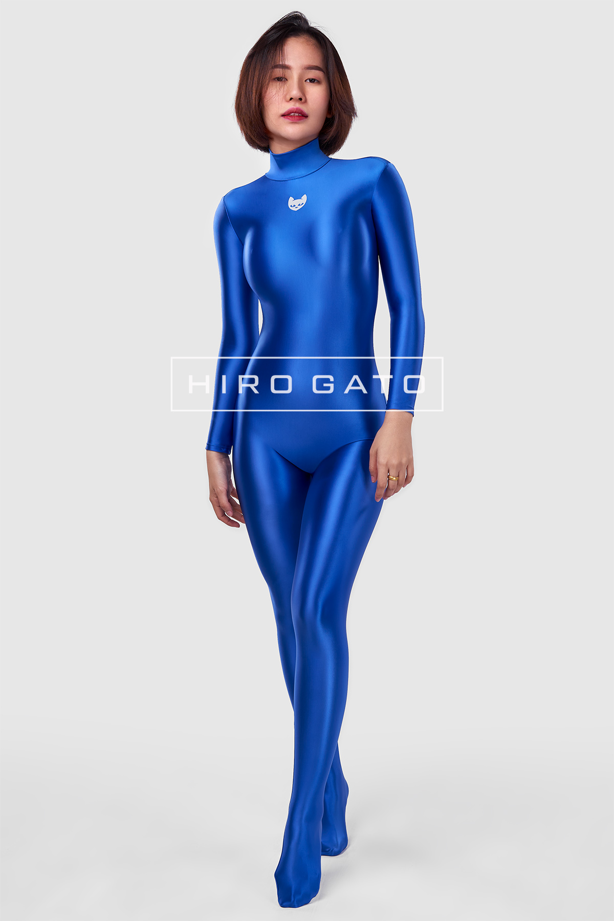 Satin Spandex Catsuit  Blue