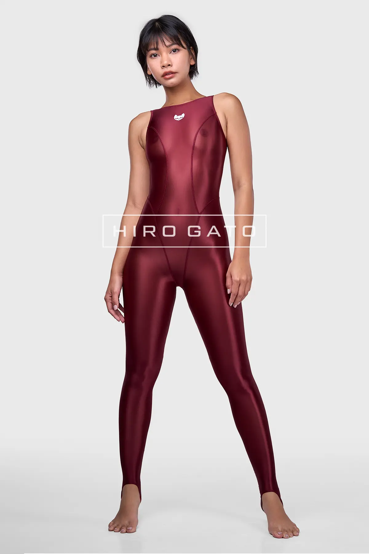 Sheer Nylon Unitard  Maroon
