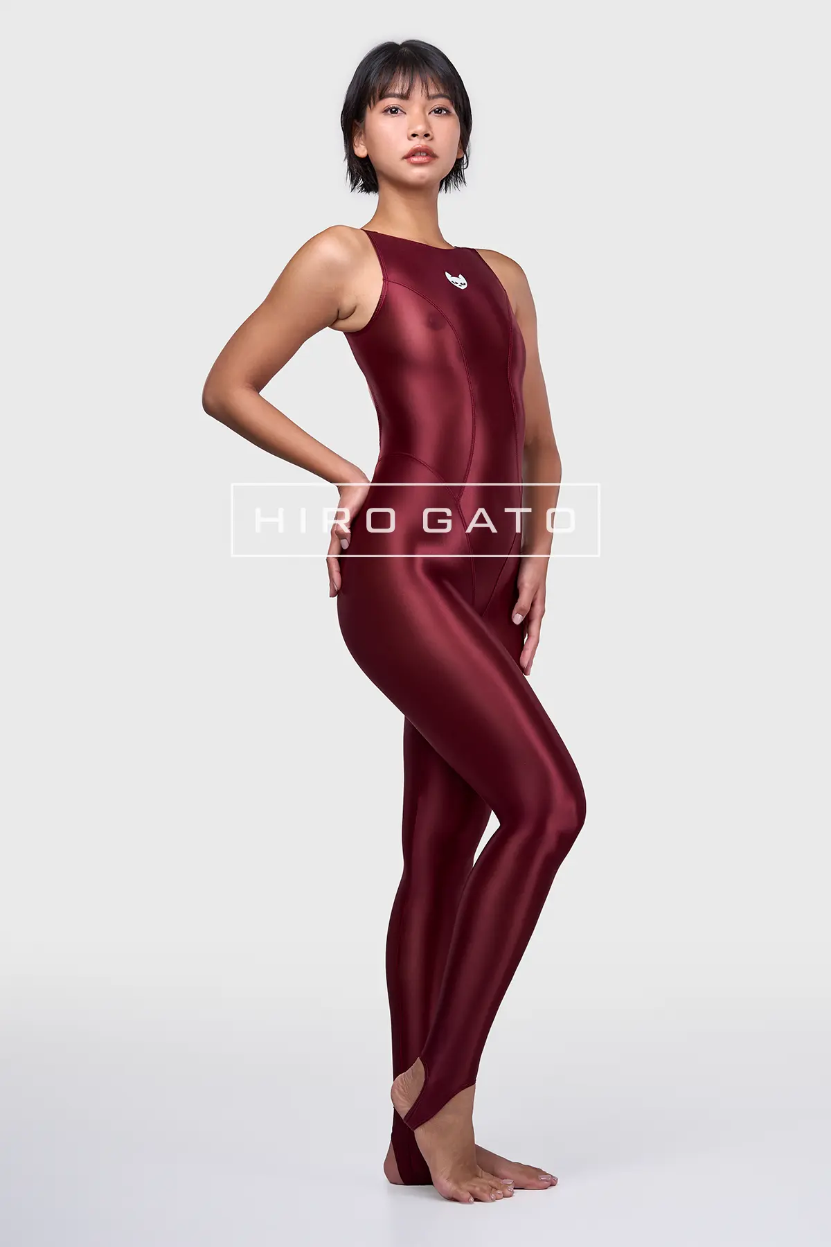 Sheer Nylon Unitard  Maroon view 4