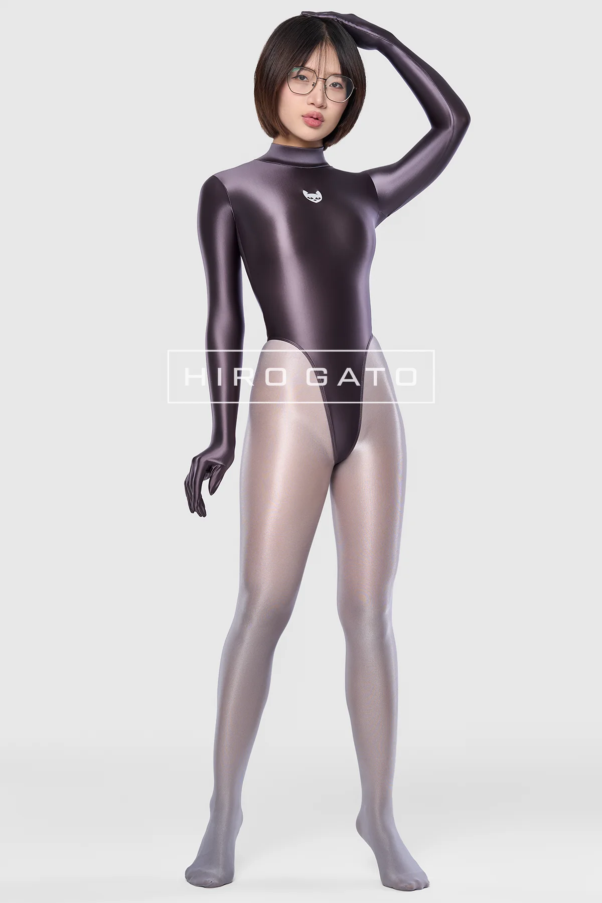 Satin Spandex Leotard  Anthracite view 9