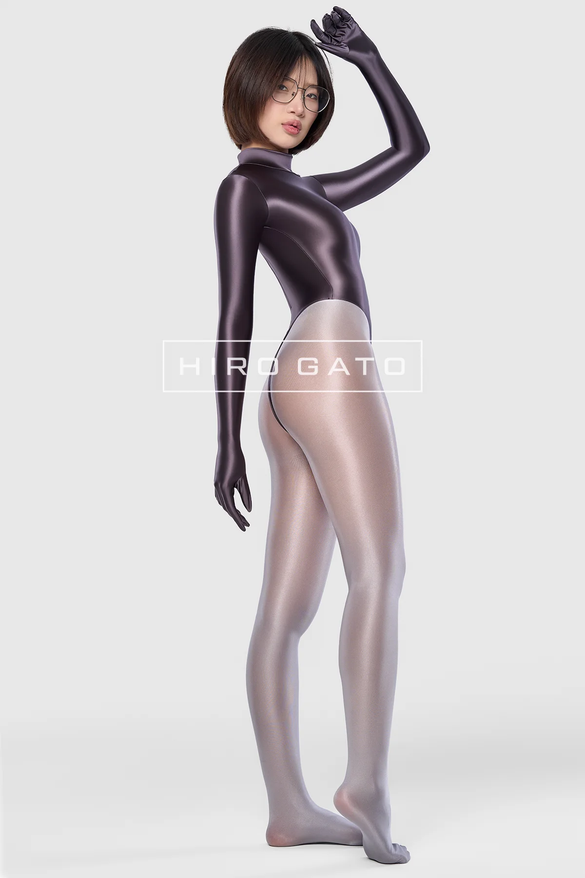 Satin Spandex Leotard  Anthracite view 8