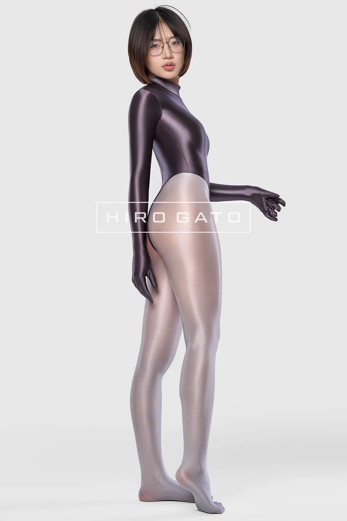Satin Spandex Leotard  Anthracite view 7