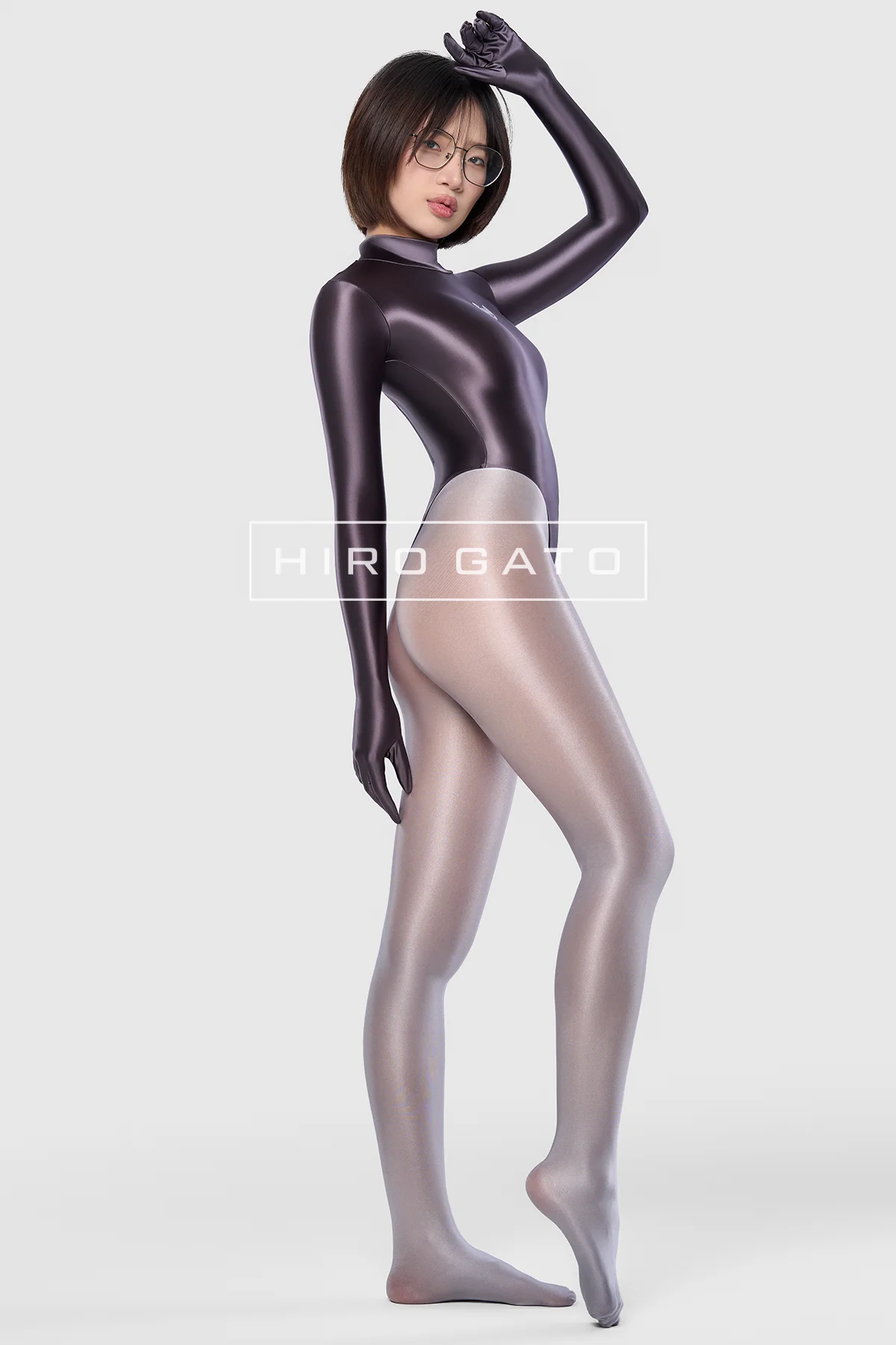 Satin Spandex Leotard  Anthracite view 5