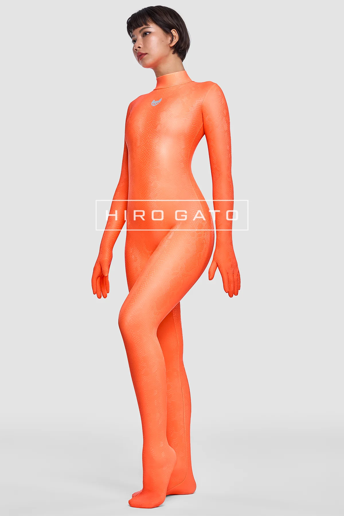 Reptilian Skin Spandex Catsuit  Orange view 6