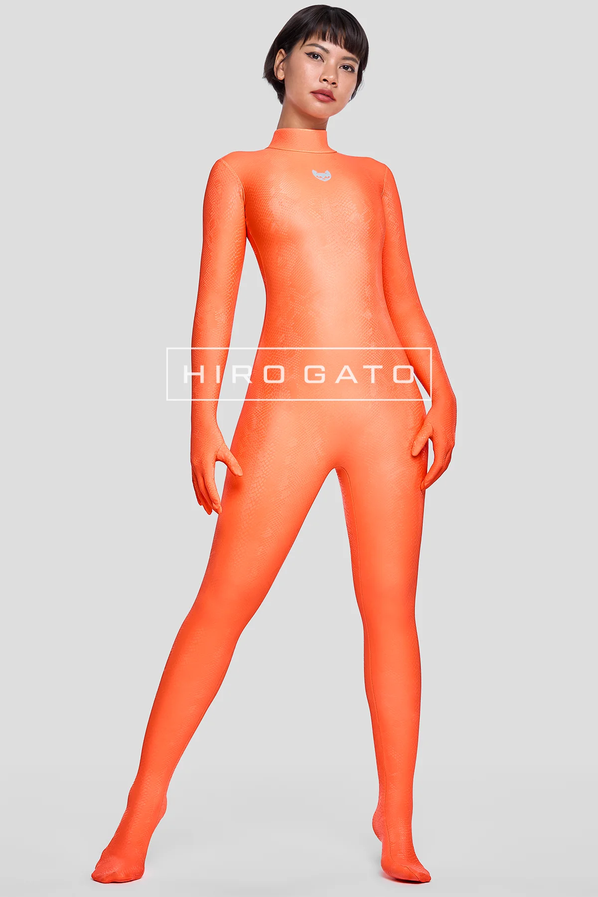 Reptilian Skin Spandex Catsuit  Orange view 5