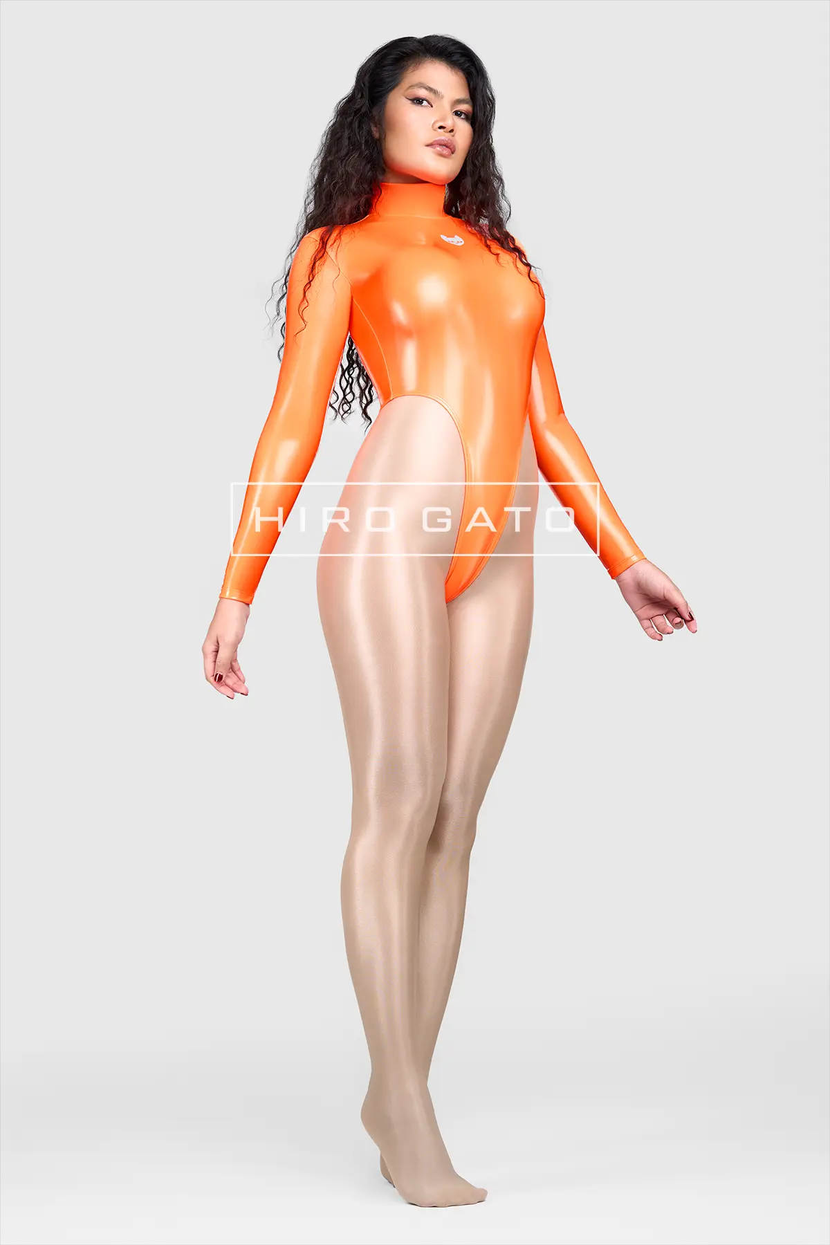 Rainbow Pu Spandex Leotard  Orange view 4