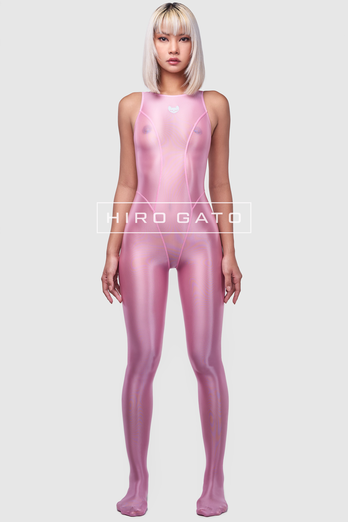 Sheer Nylon Unitard  Light Pink view 2