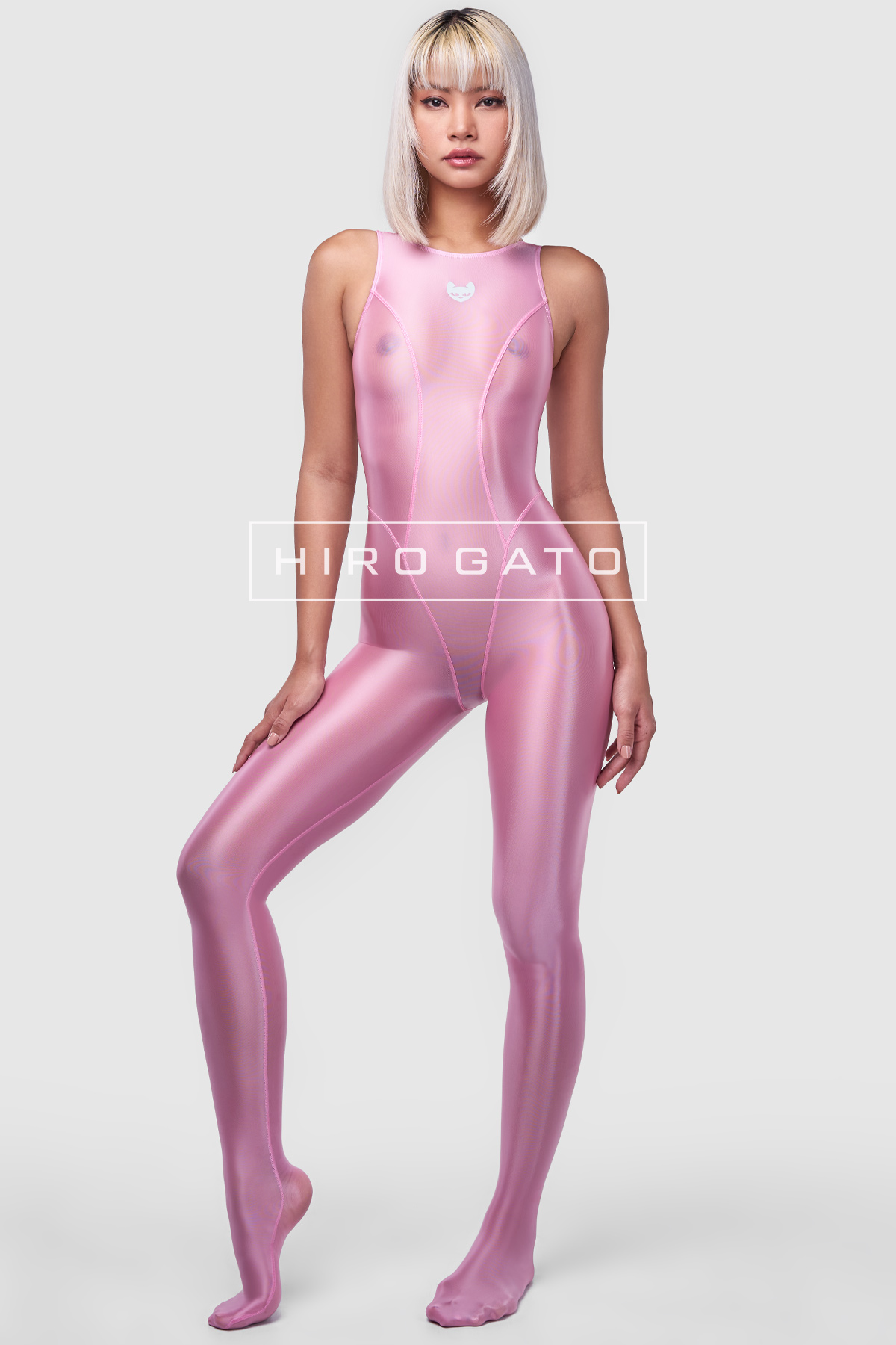 Sheer Nylon Unitard  Light Pink view 3
