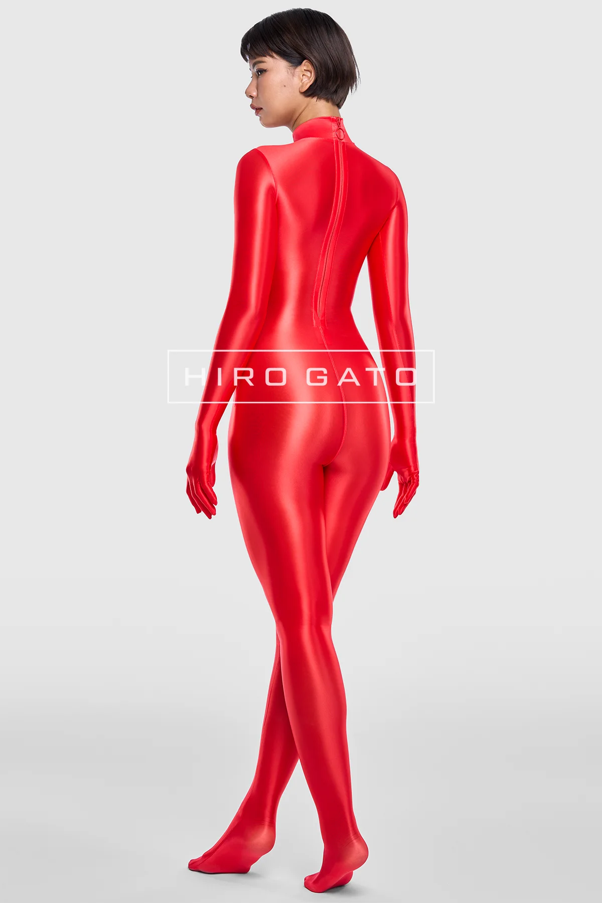 Sheer Nylon Catsuit  Red view 9