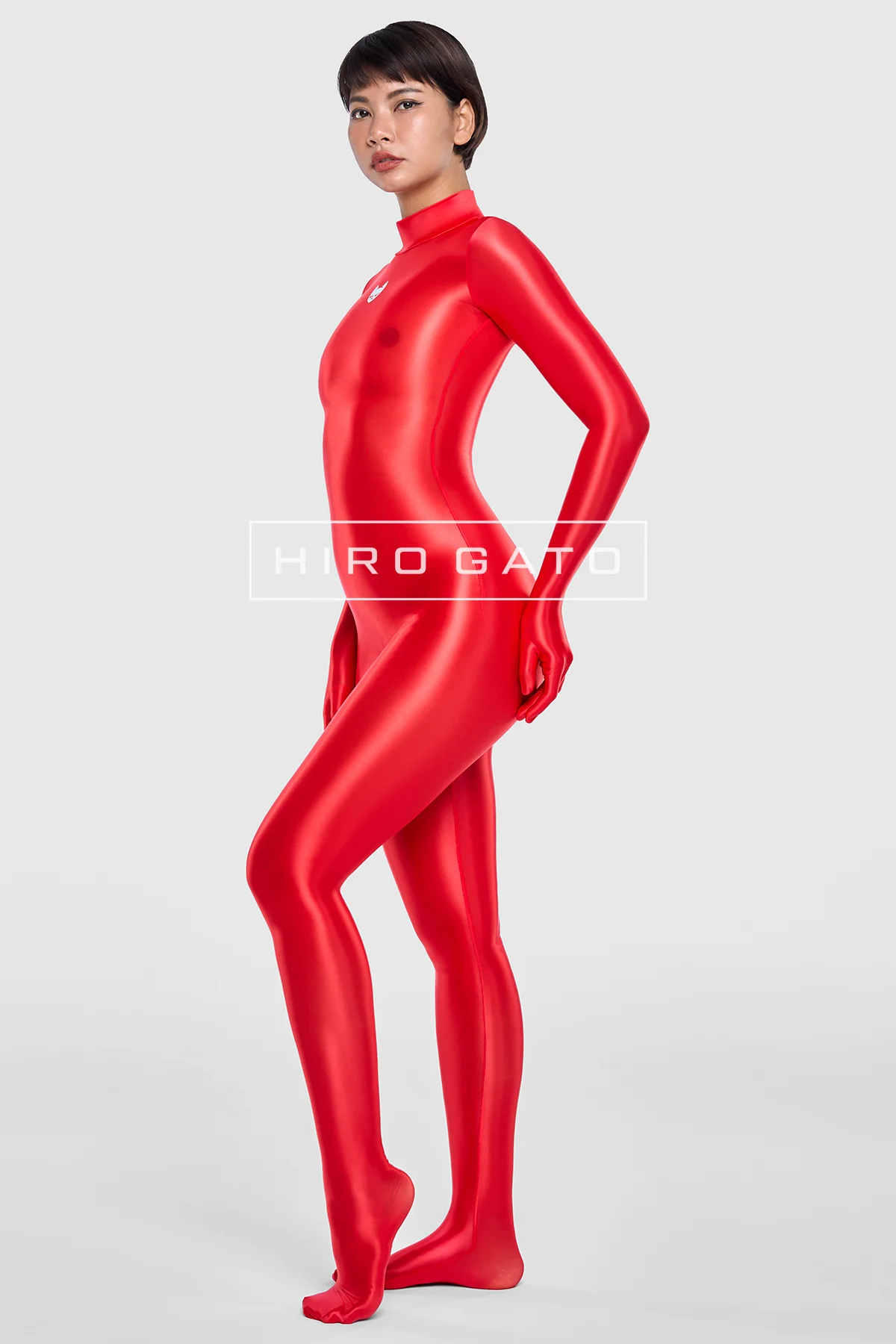 Sheer Nylon Catsuit  Red view 7
