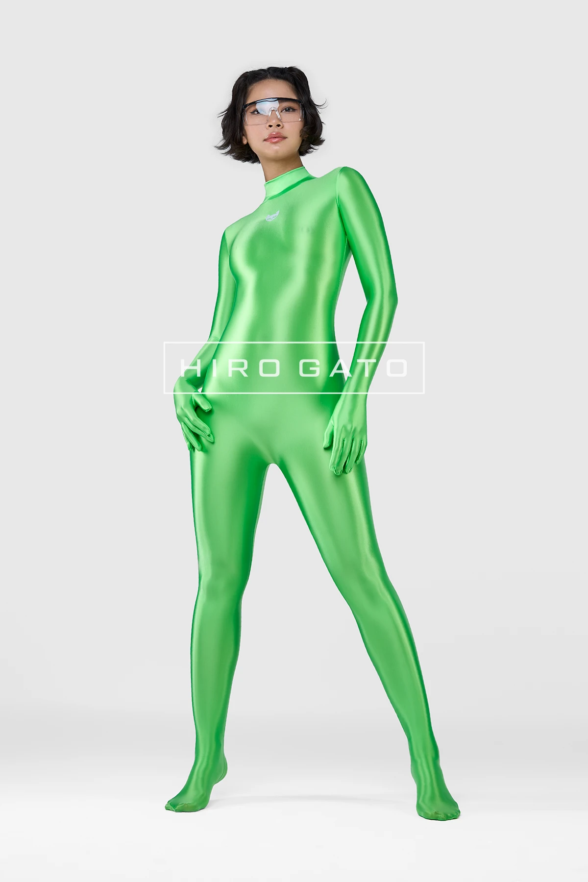 Satin Spandex Catsuit  UV Green view 7