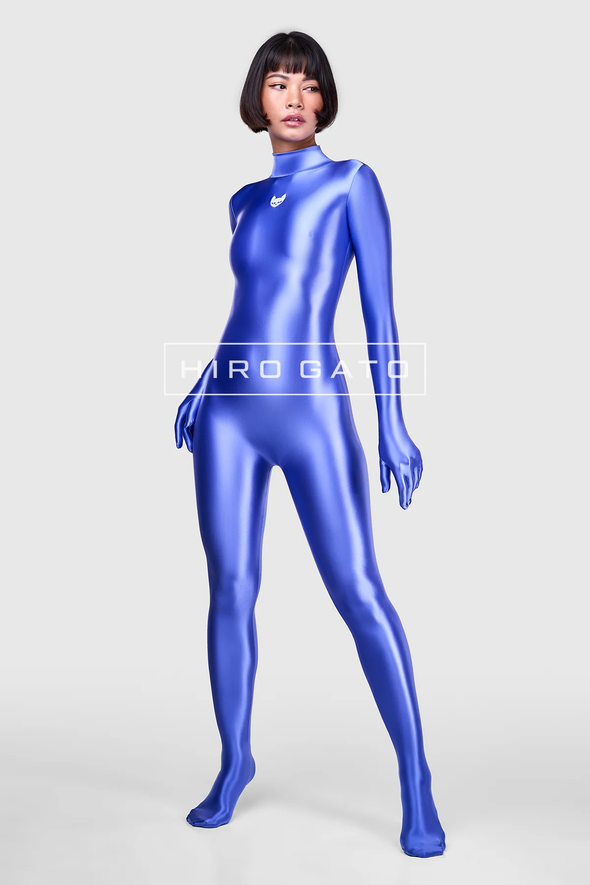 Satin Spandex Catsuit  Baja Blue