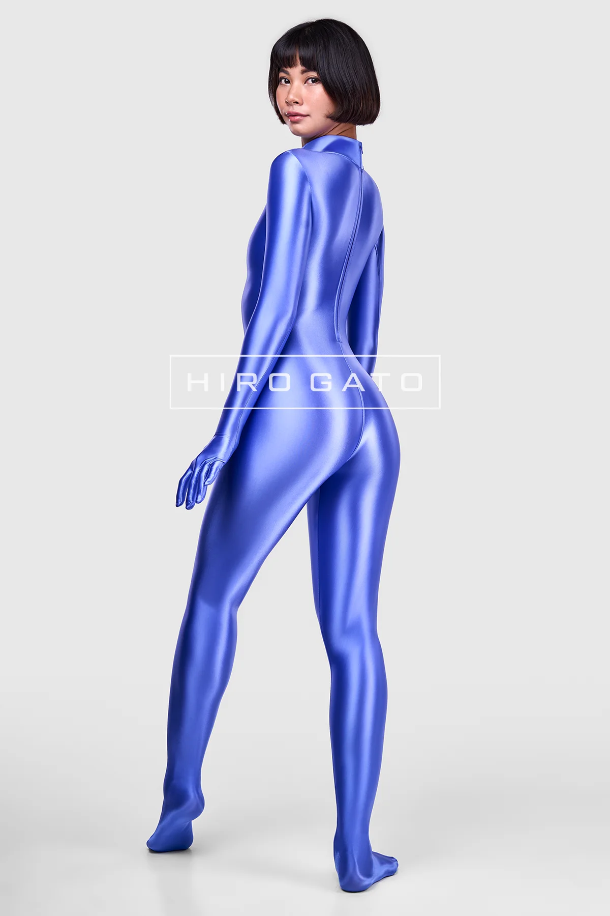 Satin Spandex Catsuit  Baja Blue view 4