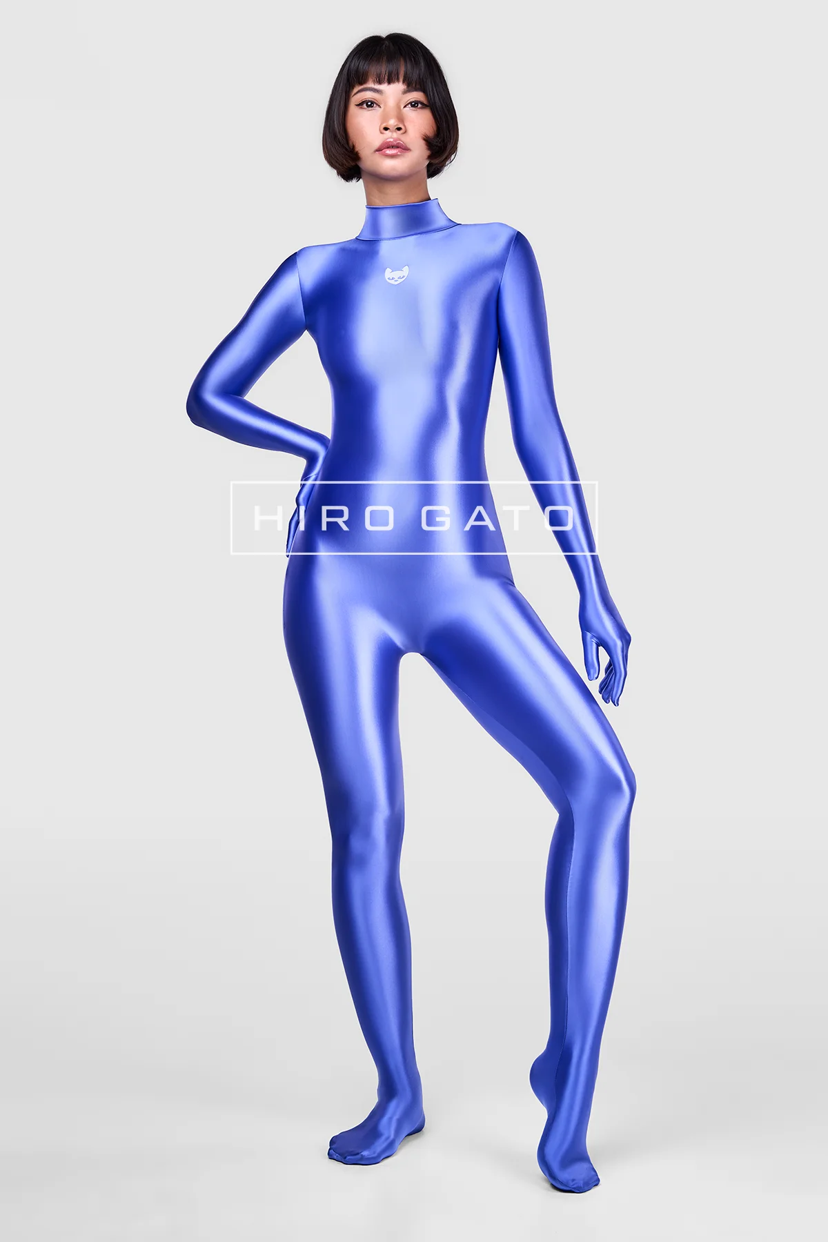 Satin Spandex Catsuit  Baja Blue view 3