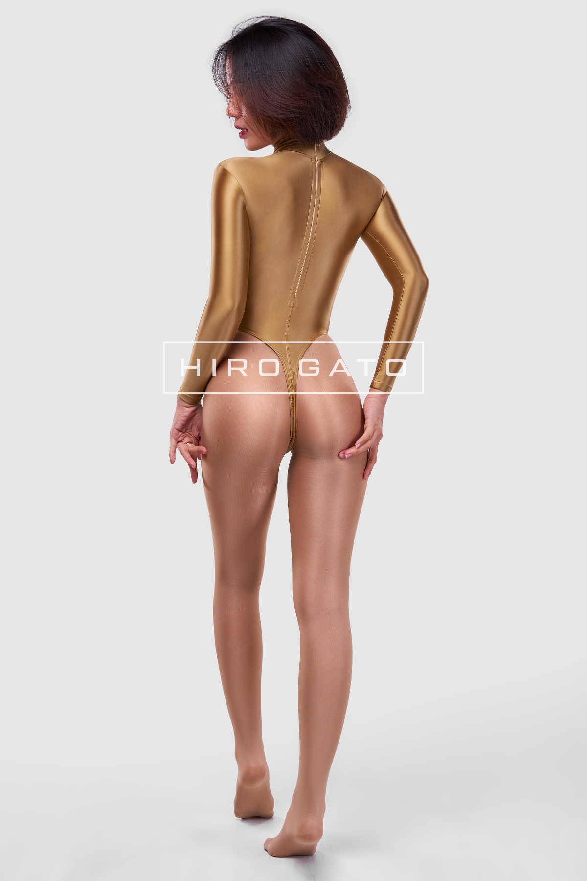 Satin Spandex Leotard  Gold view 4