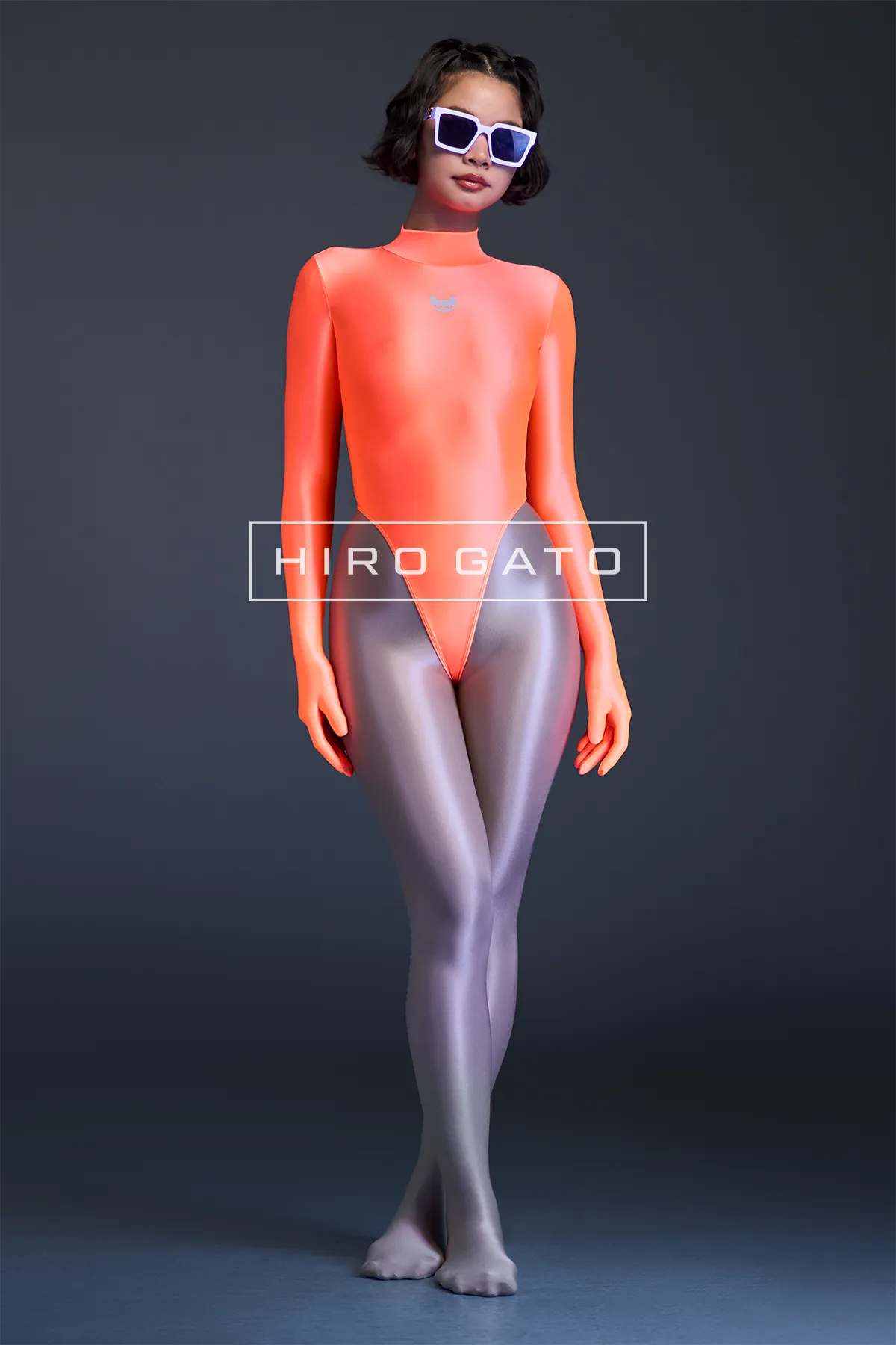 Satin Spandex Leotard  UV Orange
