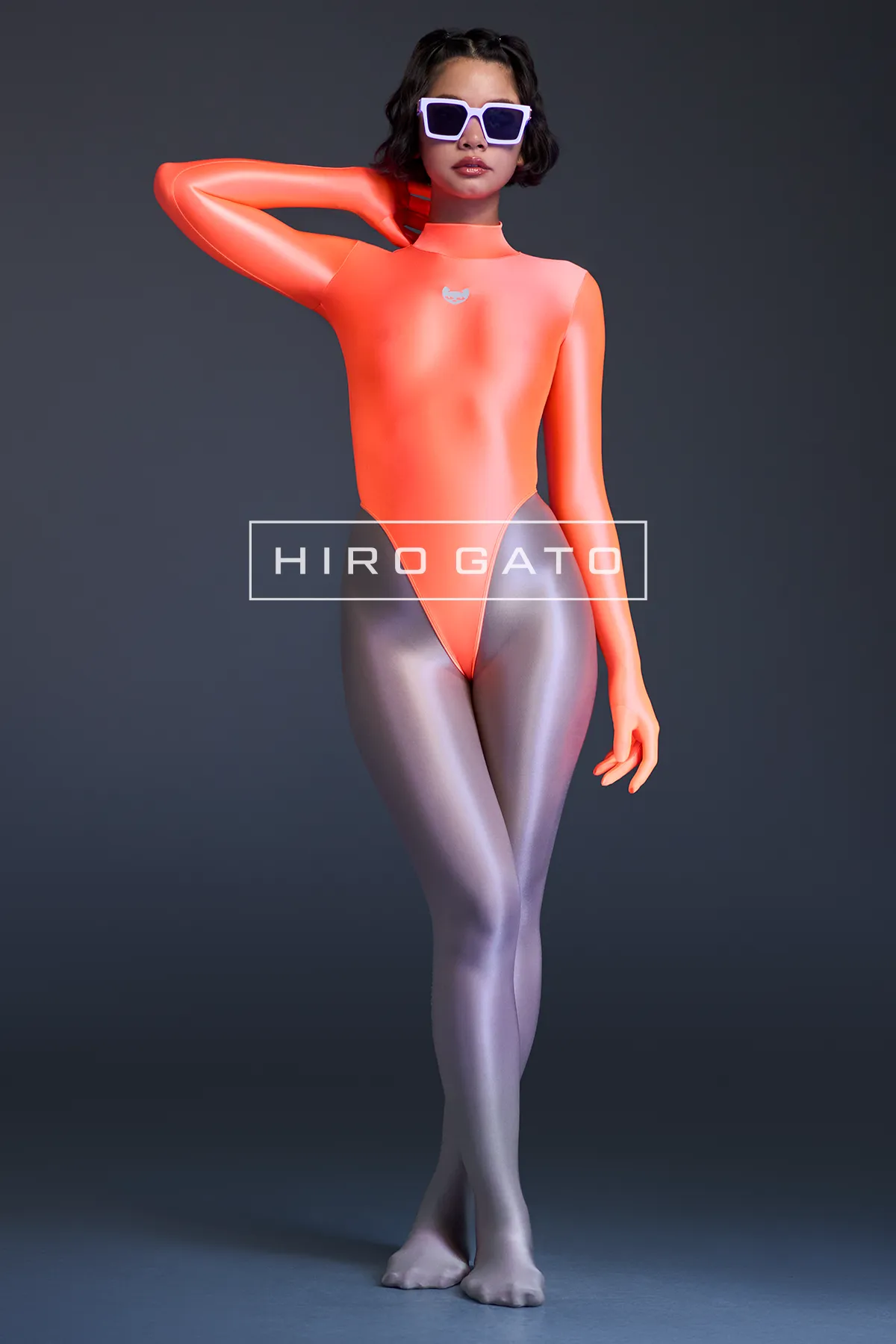 Satin Spandex Leotard  UV Orange view 2