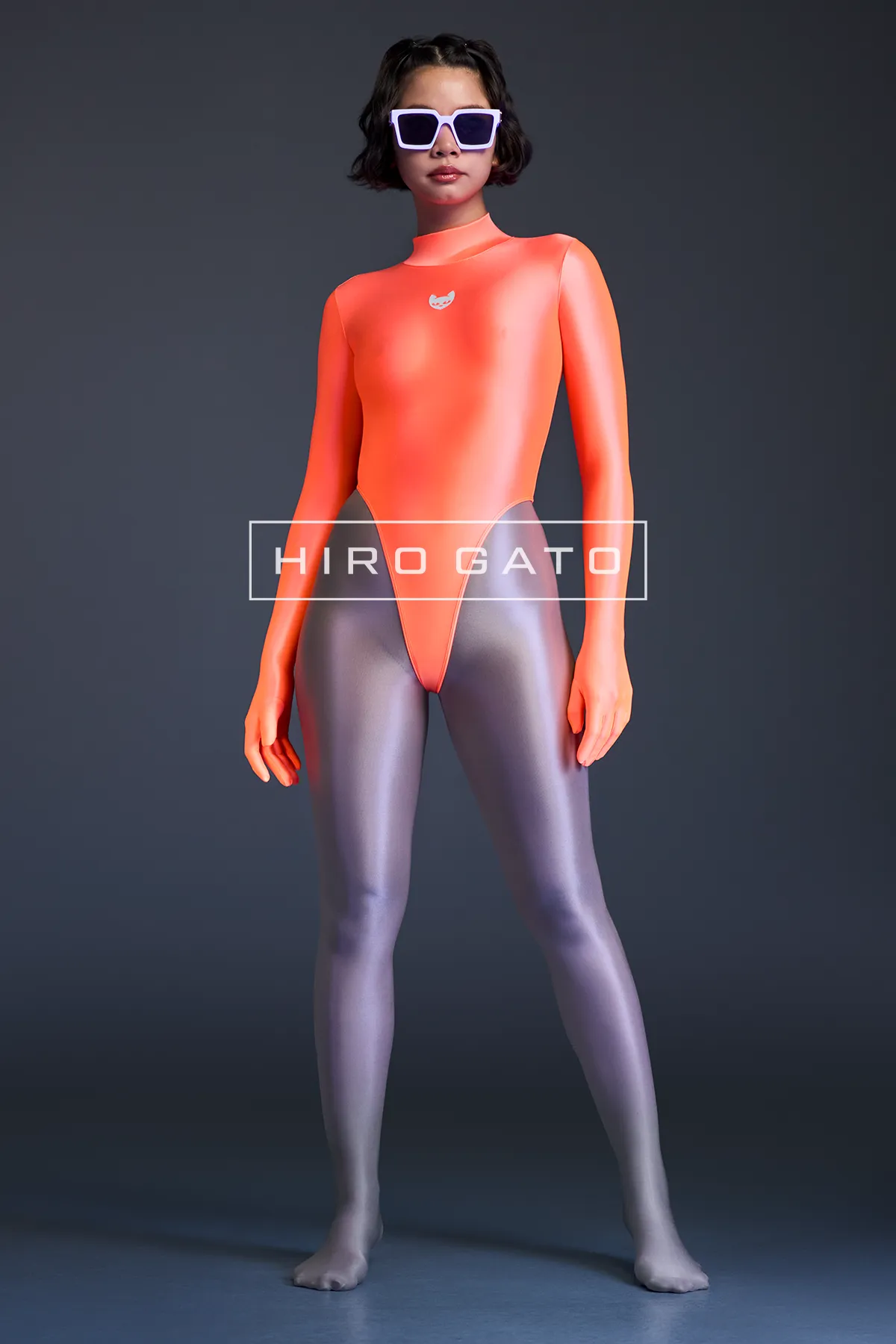 Satin Spandex Leotard  UV Orange view 3