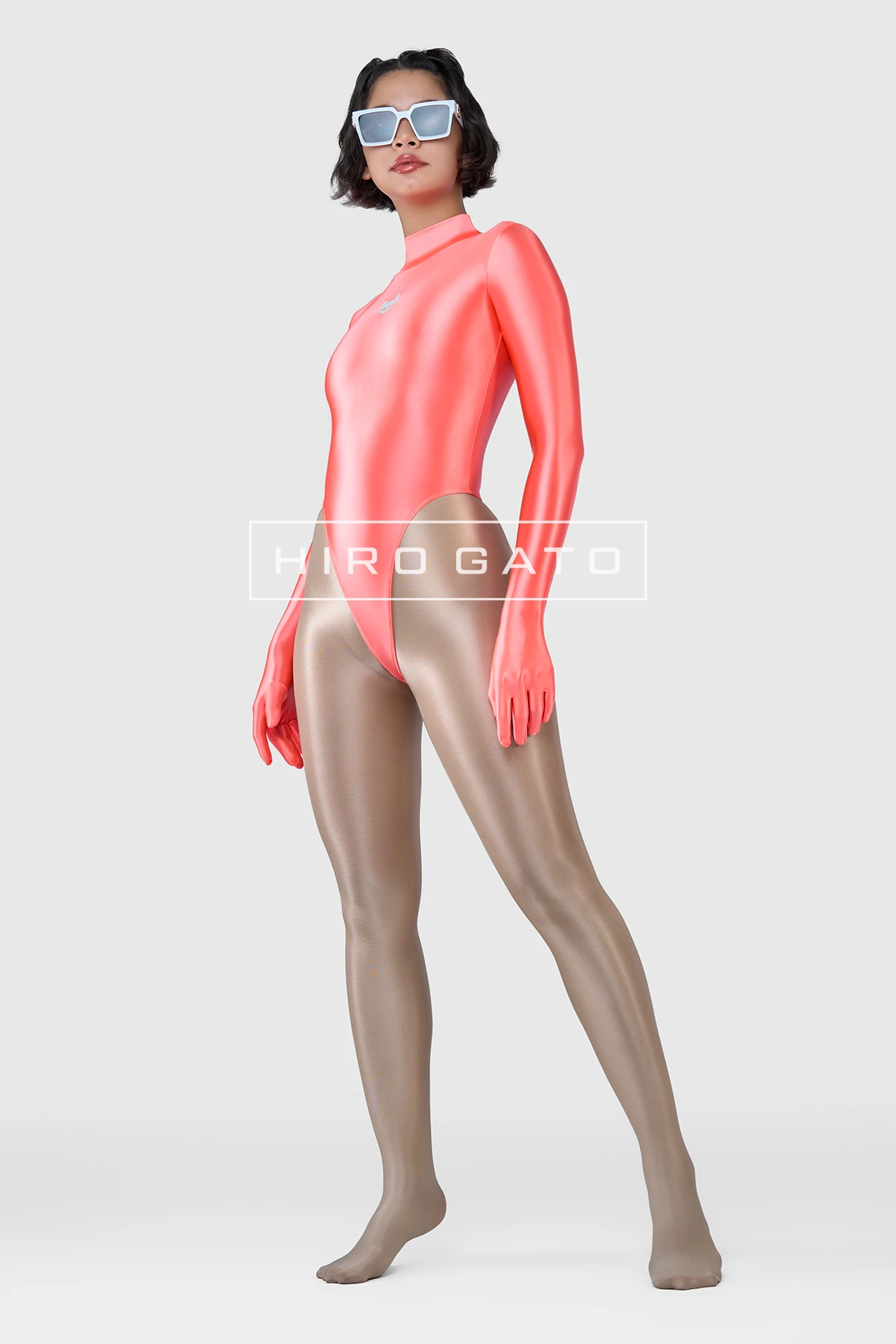 Satin Spandex Leotard  UV Orange view 7