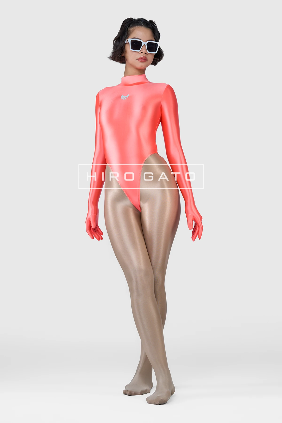 Satin Spandex Leotard  UV Orange view 6