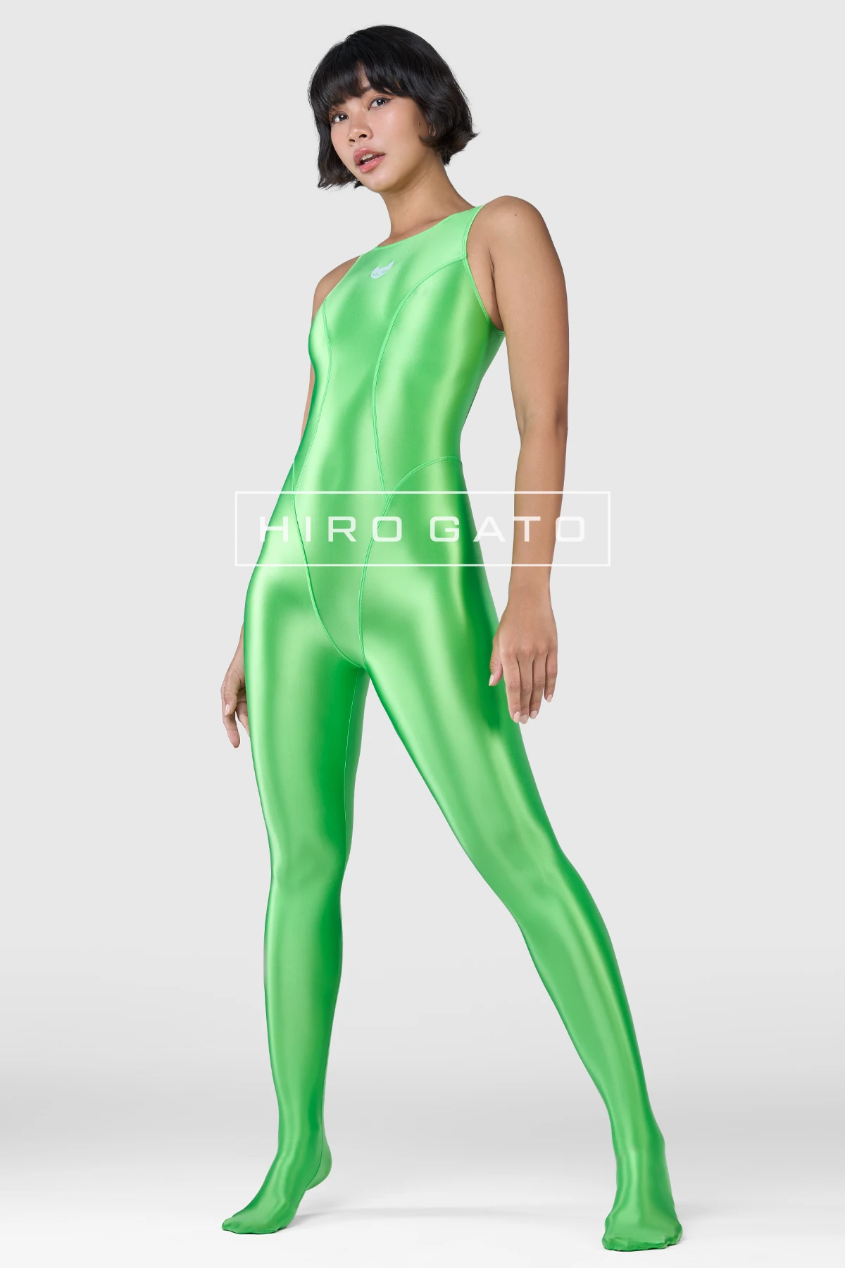 Satin Spandex Unitard  UV Green view 8