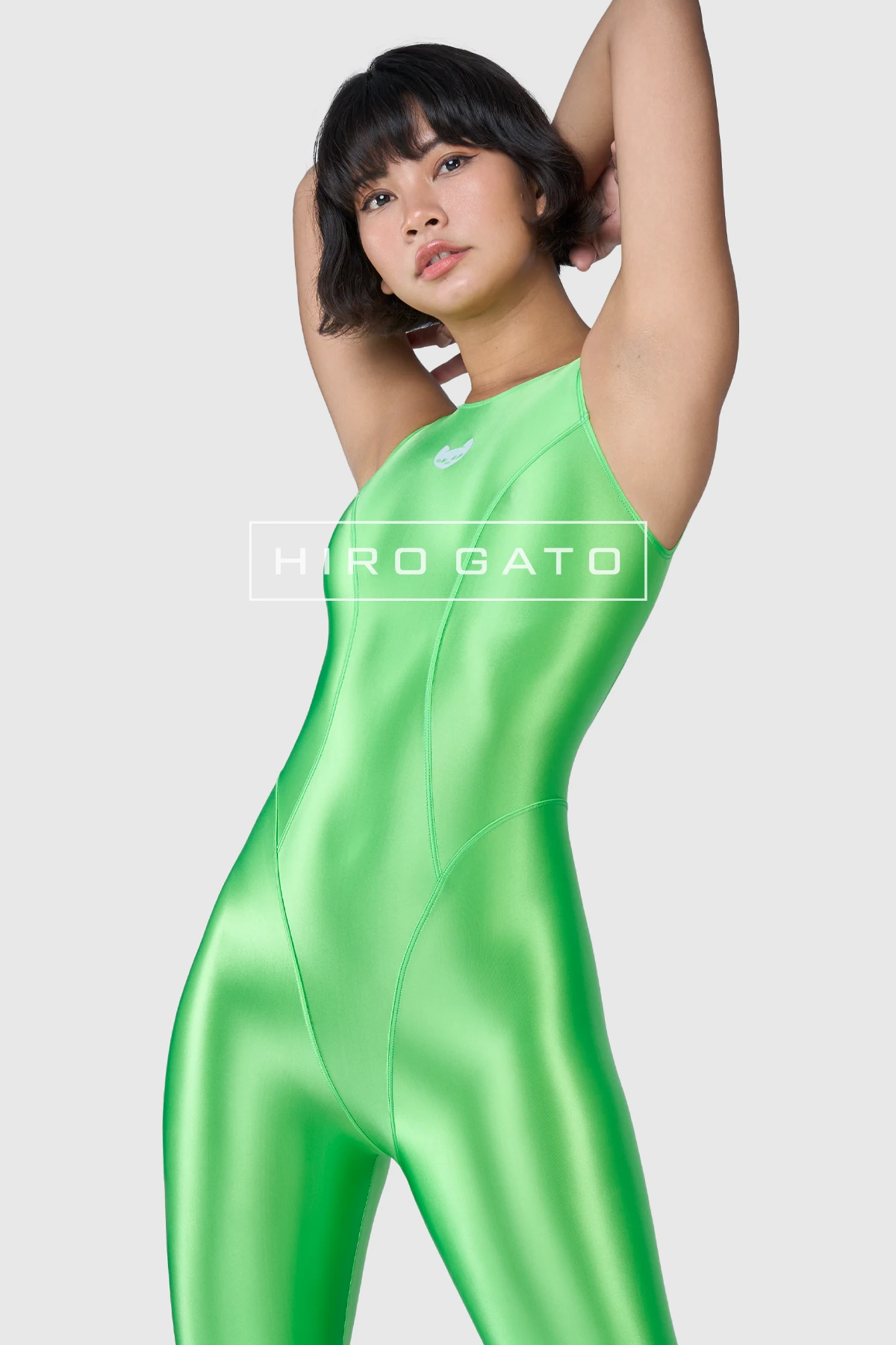Satin Spandex Unitard  UV Green view 7