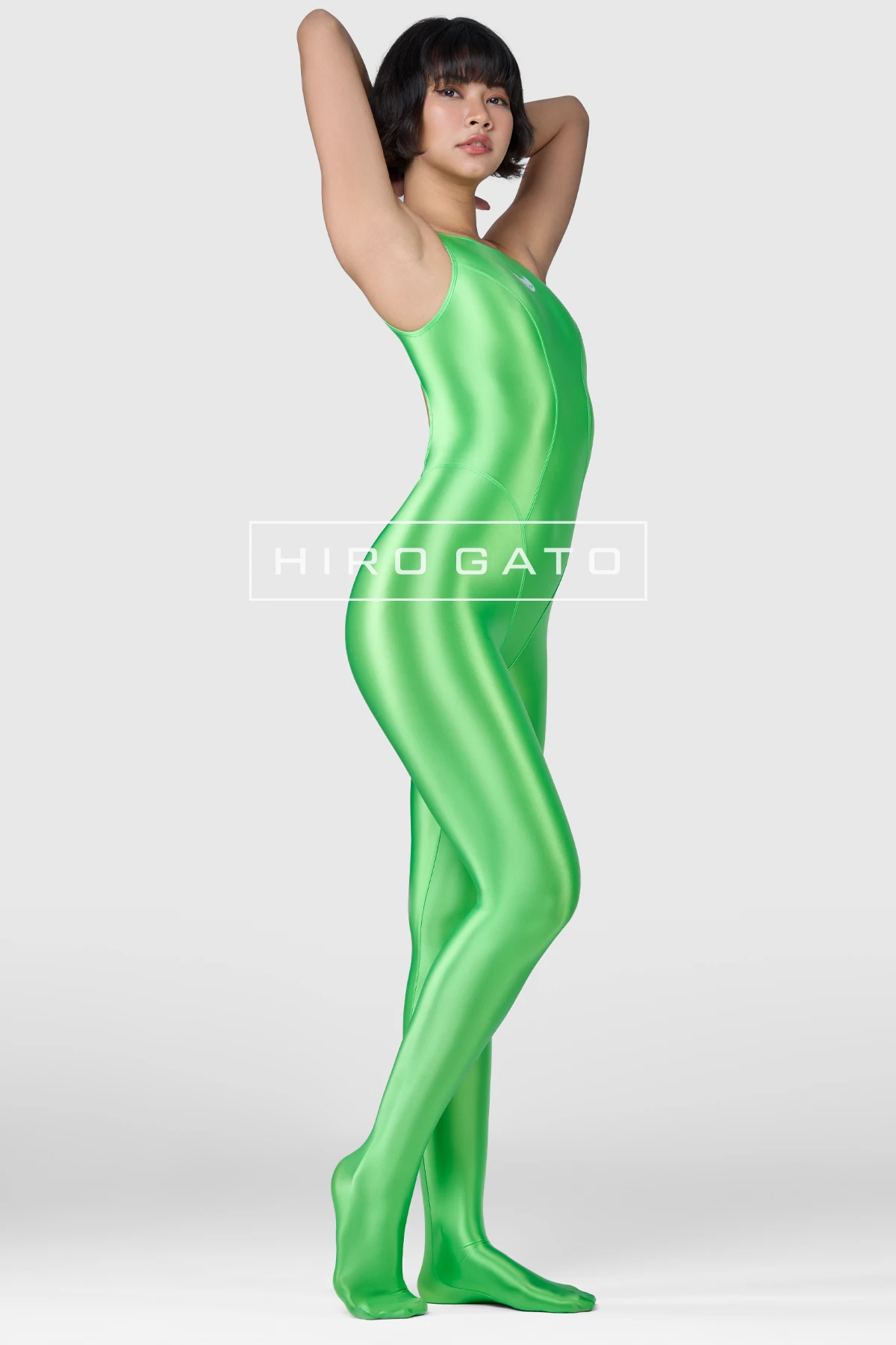 Satin Spandex Unitard  UV Green view 6