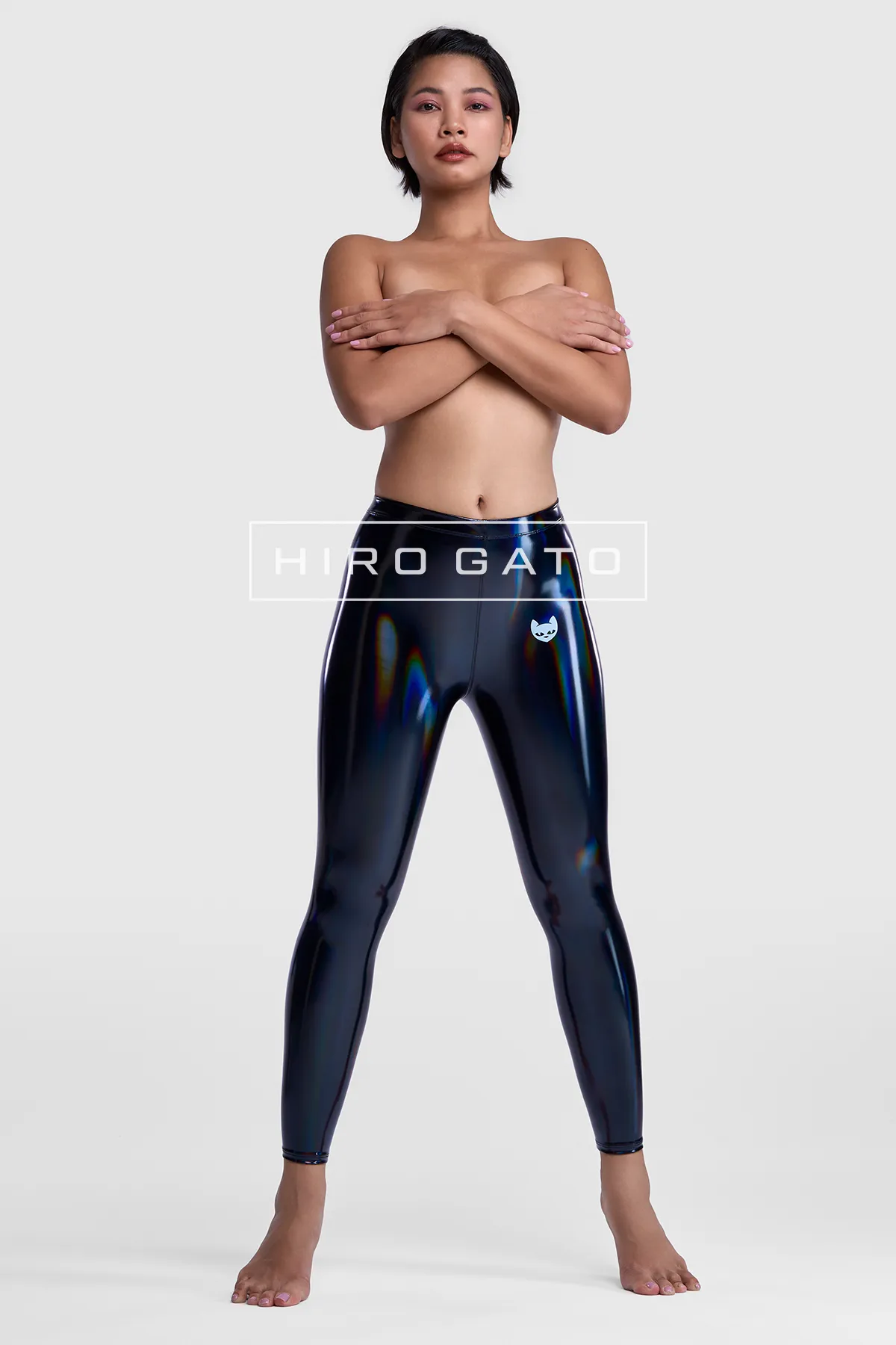 Rainbow Pu Spandex Leggings  Black