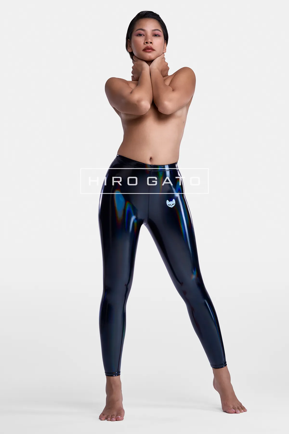 Rainbow Pu Spandex Leggings  Black view 2