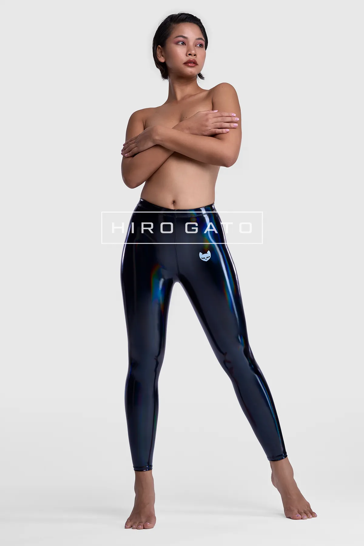 Rainbow Pu Spandex Leggings  Black view 6