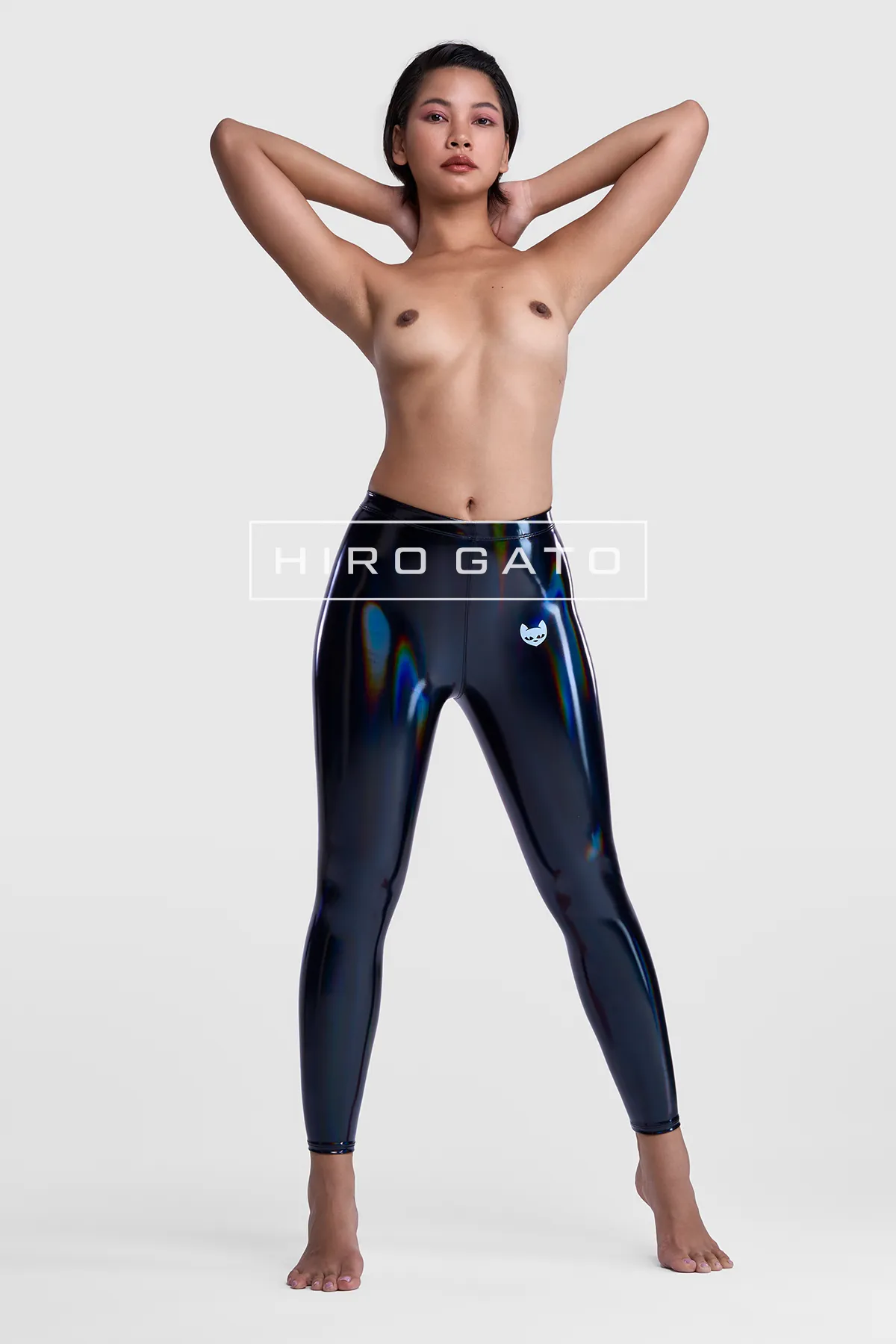 Rainbow Pu Spandex Leggings  Black view 5