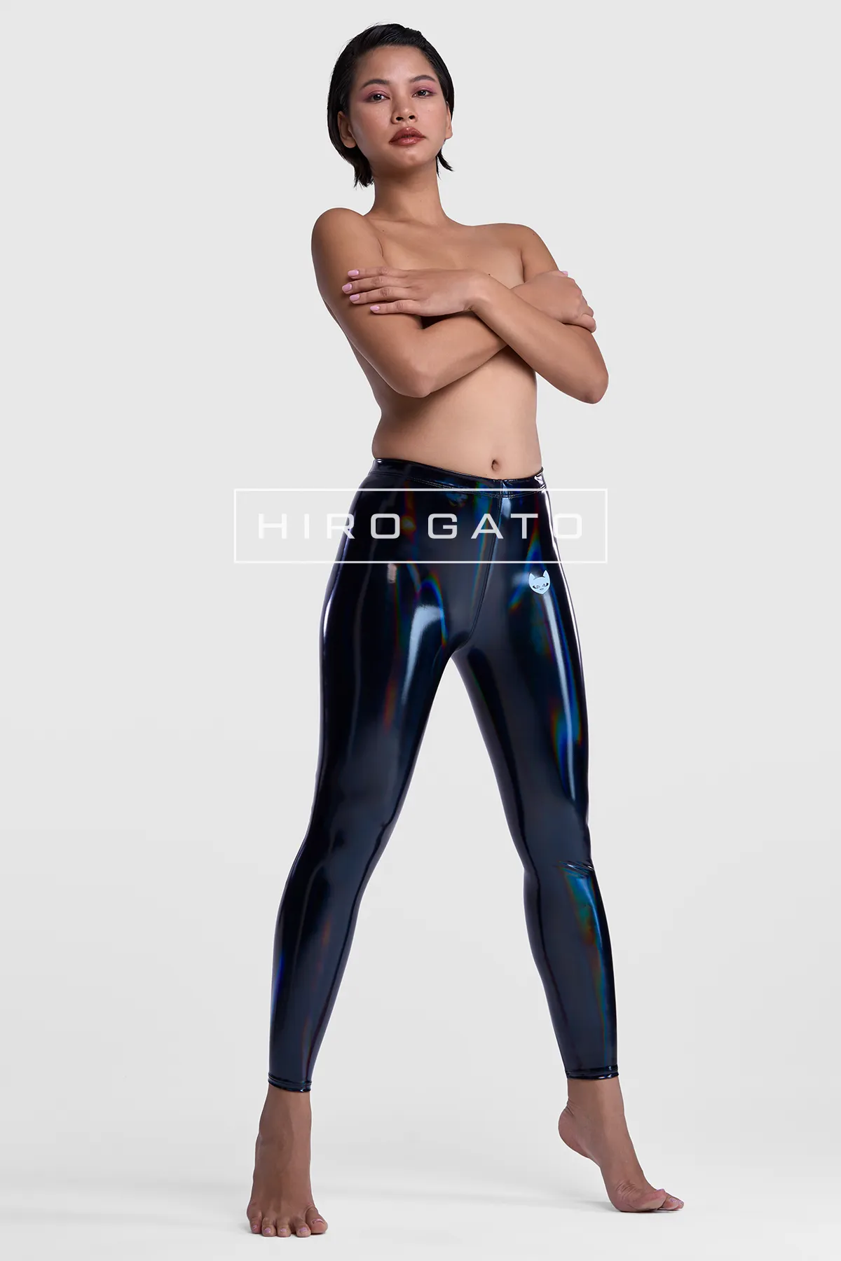 Rainbow Pu Spandex Leggings  Black view 4