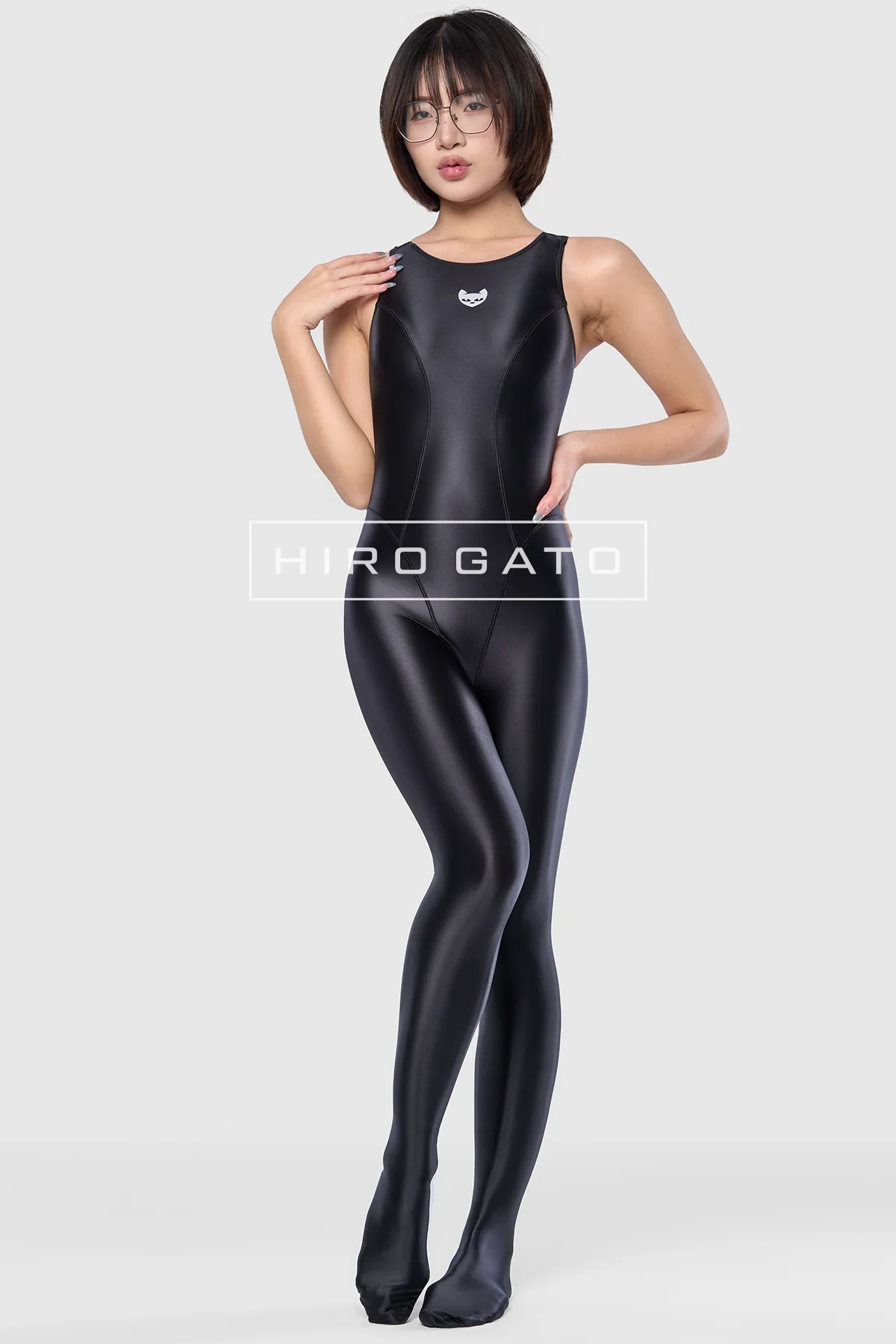 Satin Spandex Unitard  Black view 7