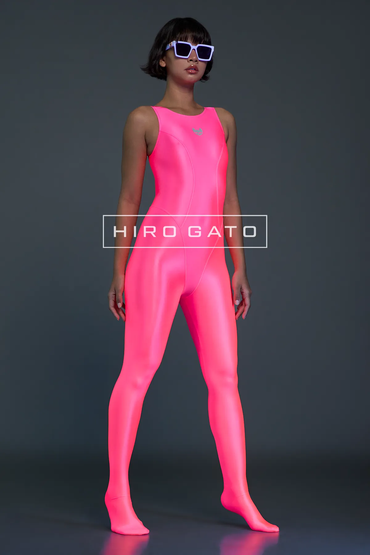 Satin Spandex Unitard  UV Pink view 3