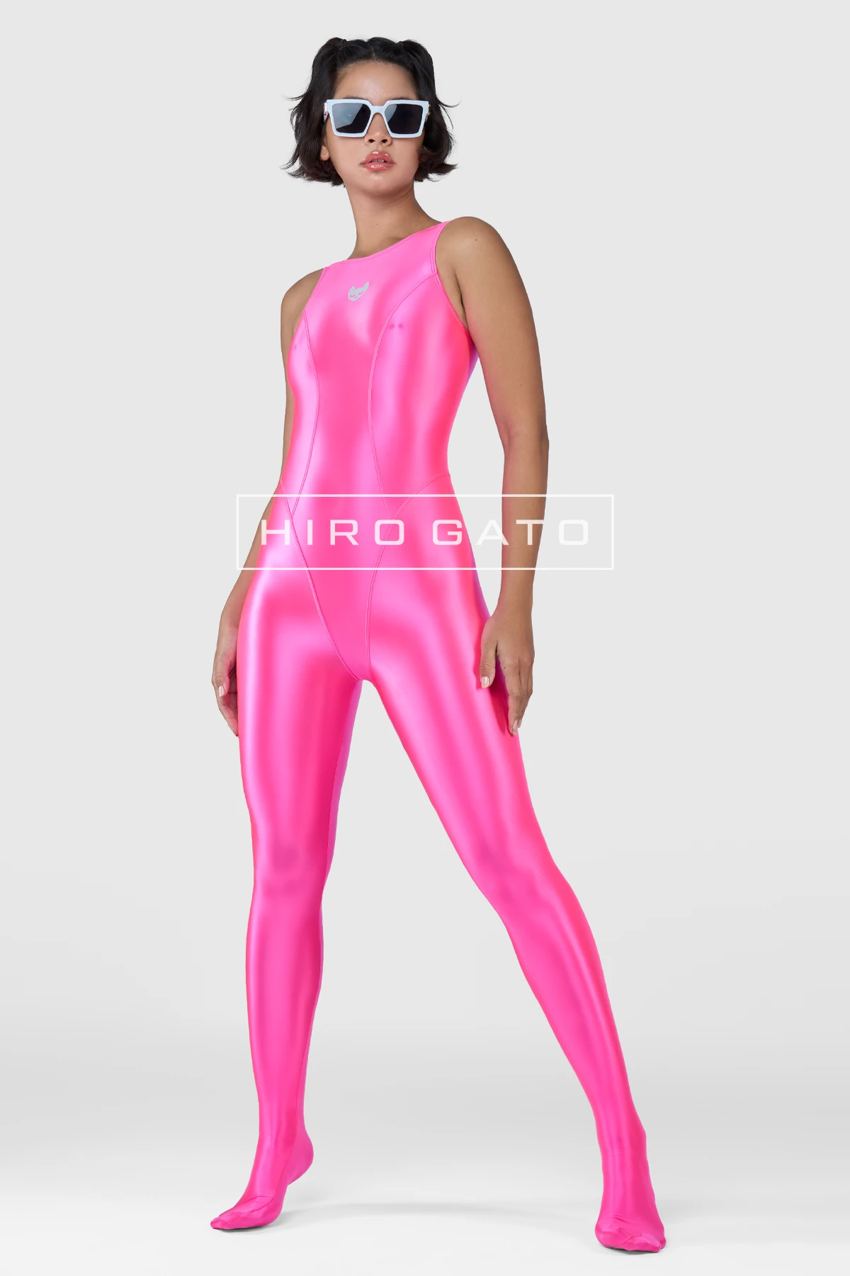 Satin Spandex Unitard  UV Pink view 7