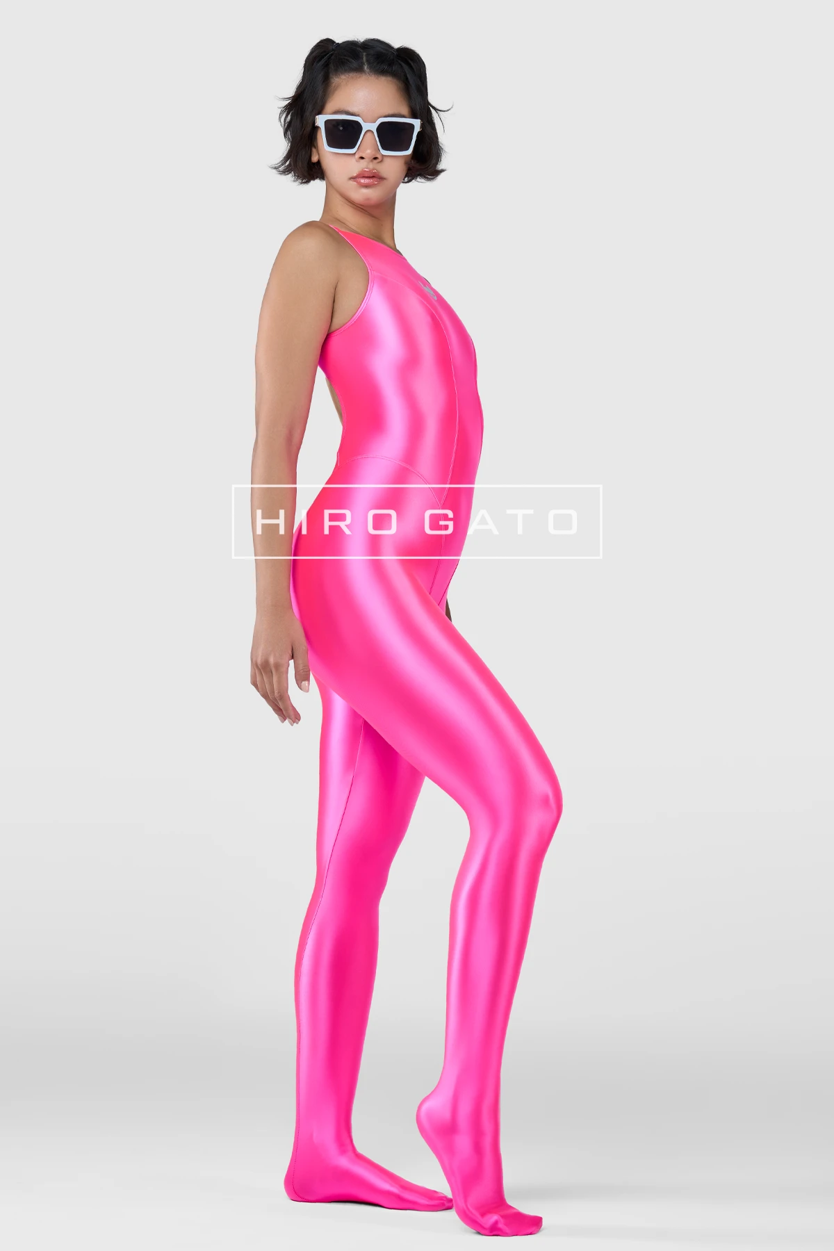 Satin Spandex Unitard  UV Pink view 5