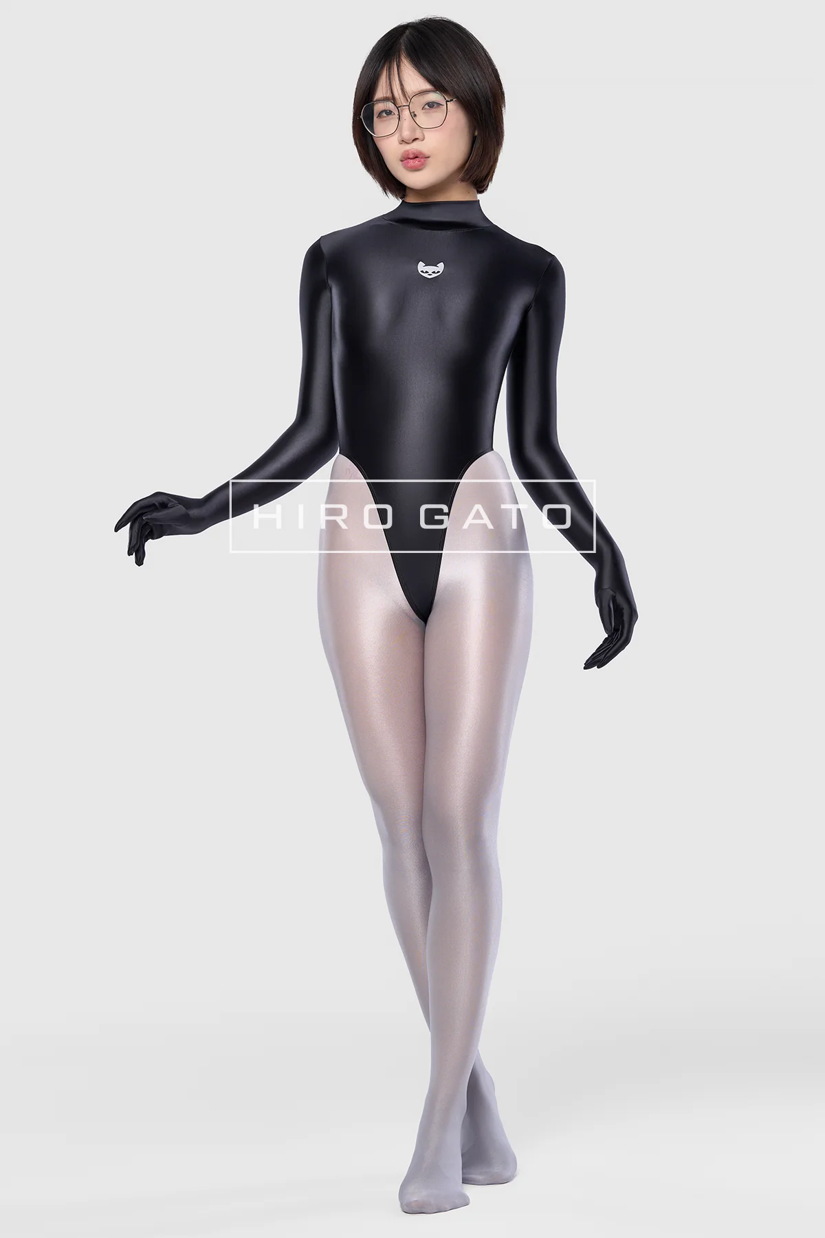 Satin Spandex Leotard  Black view 9