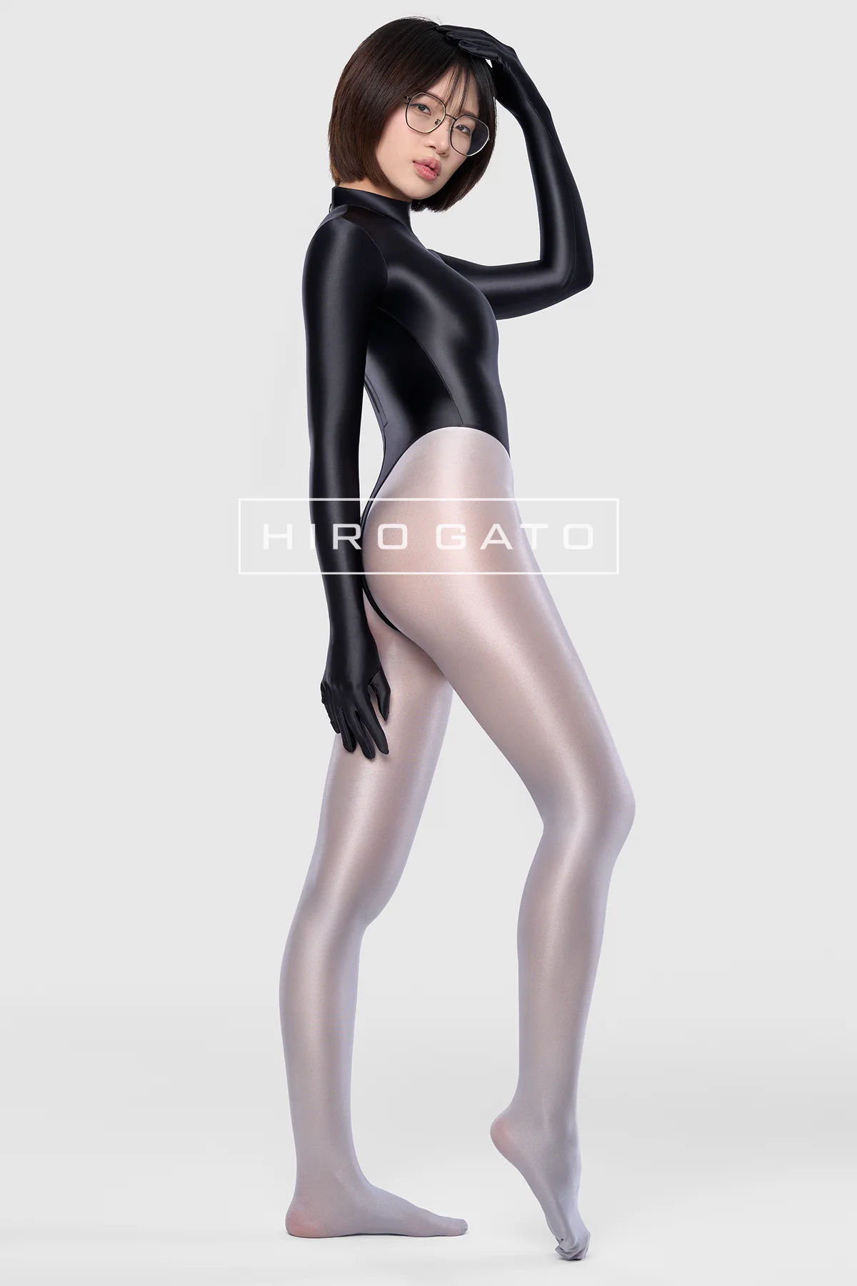 Satin Spandex Leotard  Black view 4