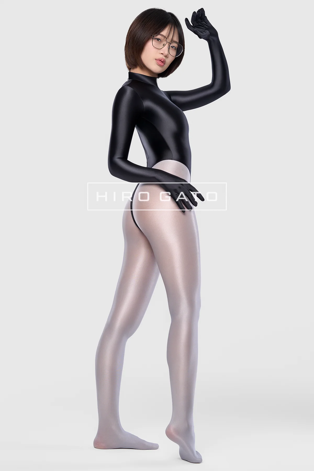 Satin Spandex Leotard  Black view 3