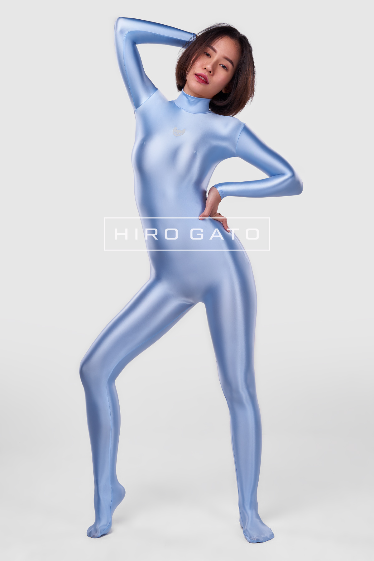 Satin Spandex Catsuit  Baby Blue
