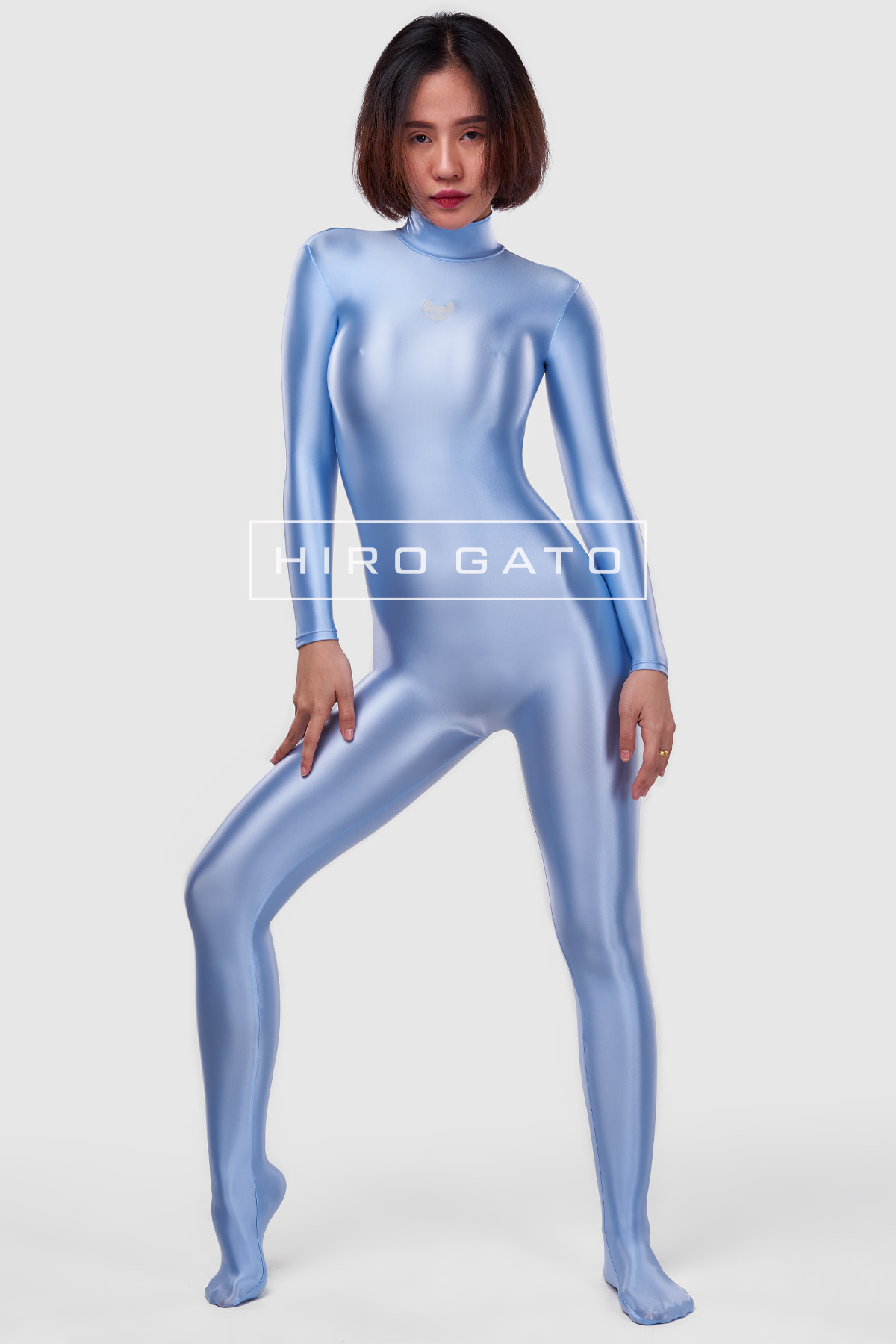 Satin Spandex Catsuit  Baby Blue view 2