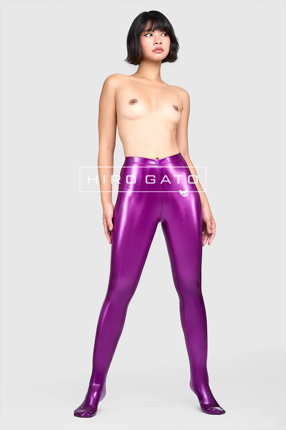 Rainbow Pu Spandex Leggings  Purle view 8