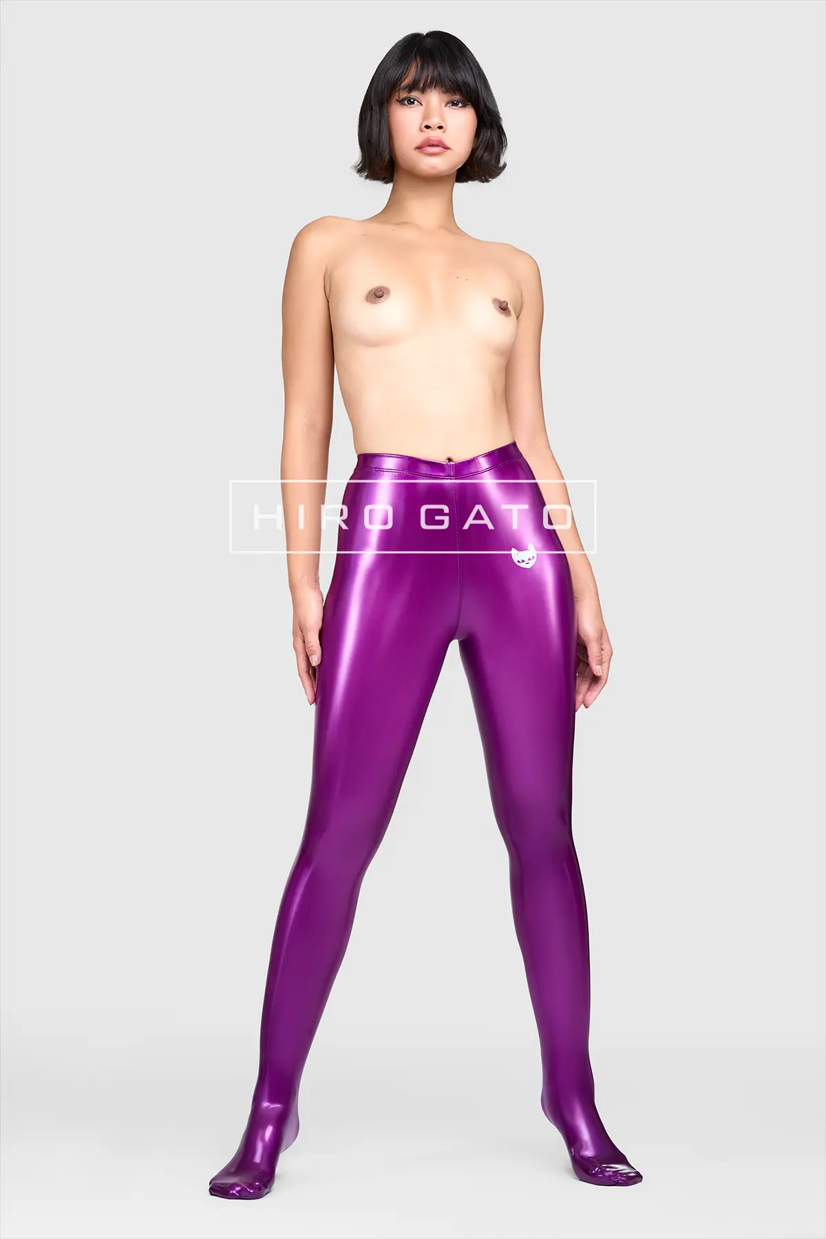 Rainbow Pu Spandex Leggings  Purle view 7