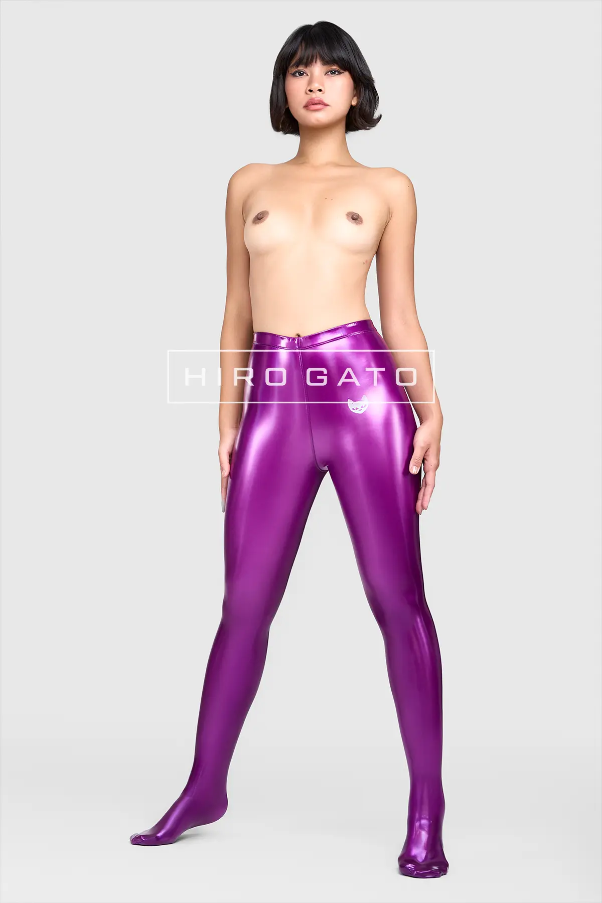 Rainbow Pu Spandex Leggings  Purle view 6
