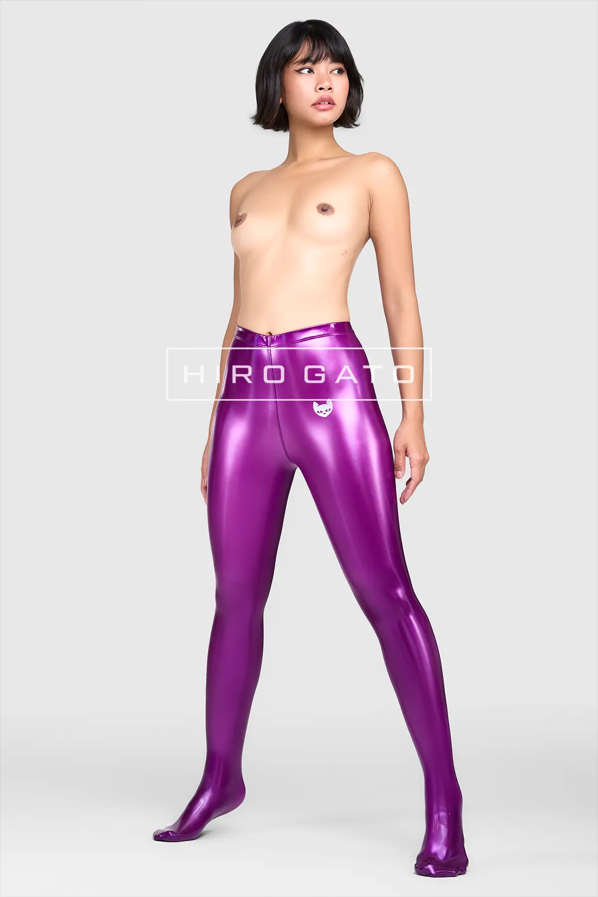 Rainbow Pu Spandex Leggings  Purle view 3
