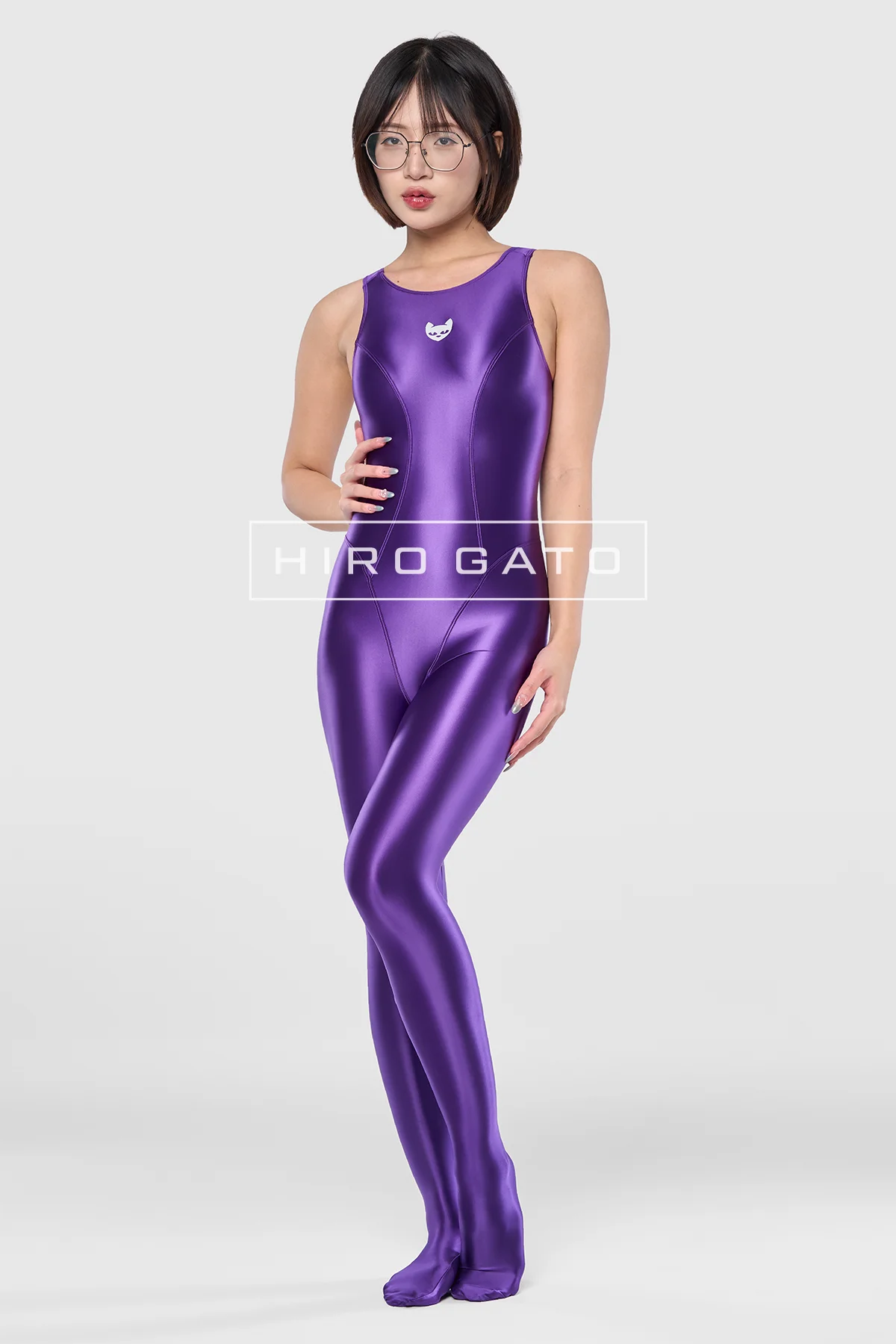 Satin Spandex Unitard  Purple view 8